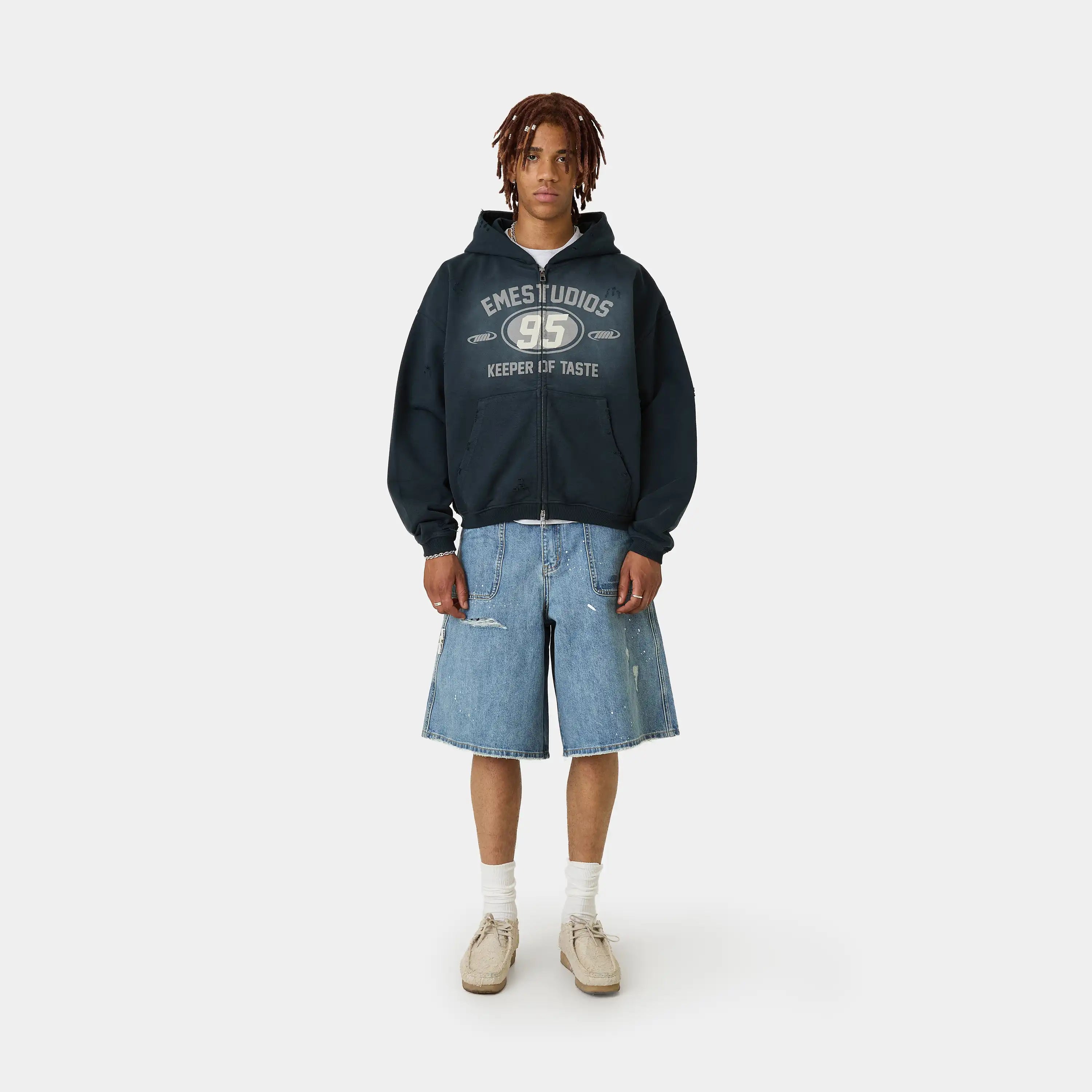 Keeper Shadow Cropped Boxy Full Zip Hoodies Eme Studios