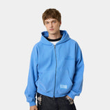 Waffle Cobalt Croped Boxy Full Zip Hoodies Eme Studios