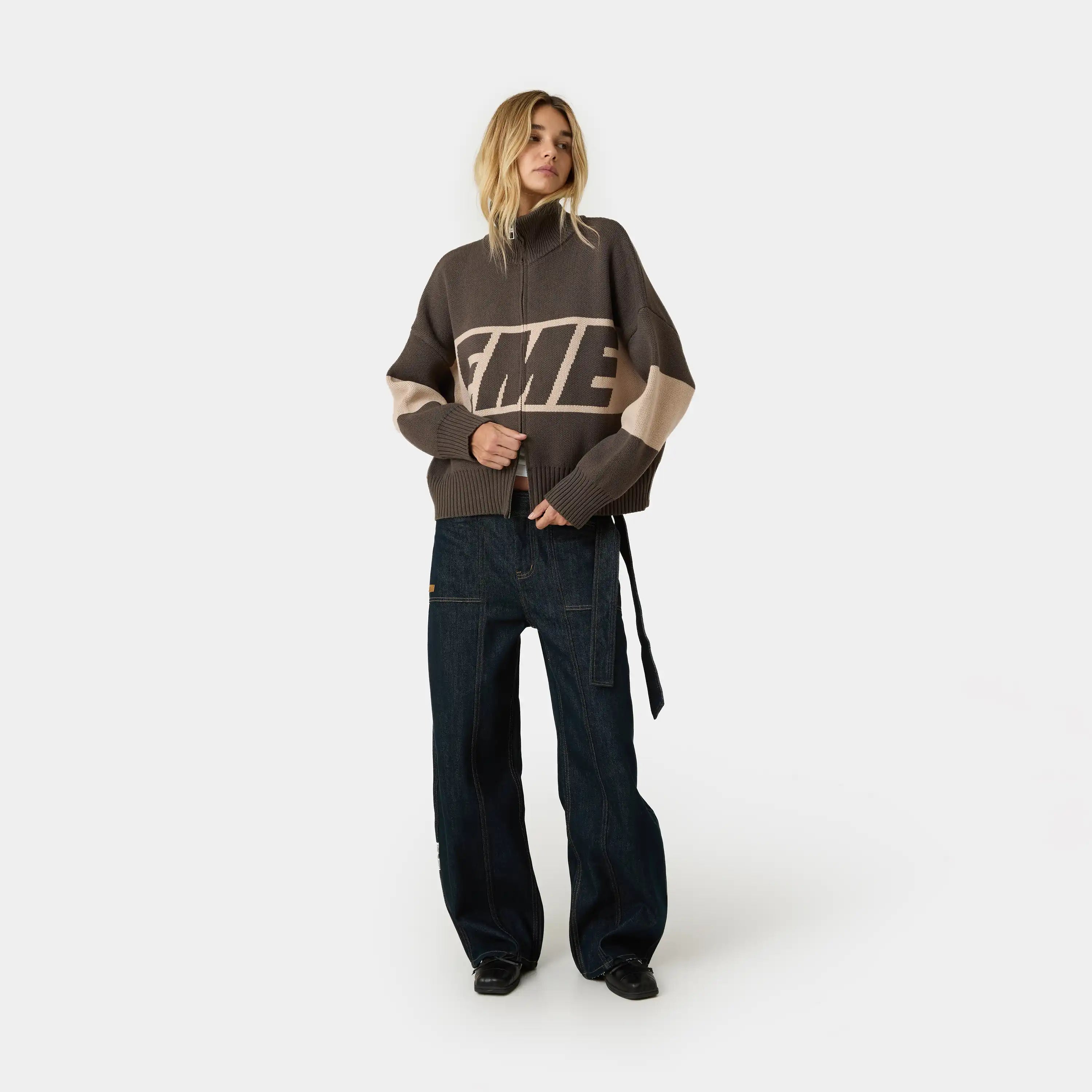 Thrill Falcon Zipper Knit Knitwear eme