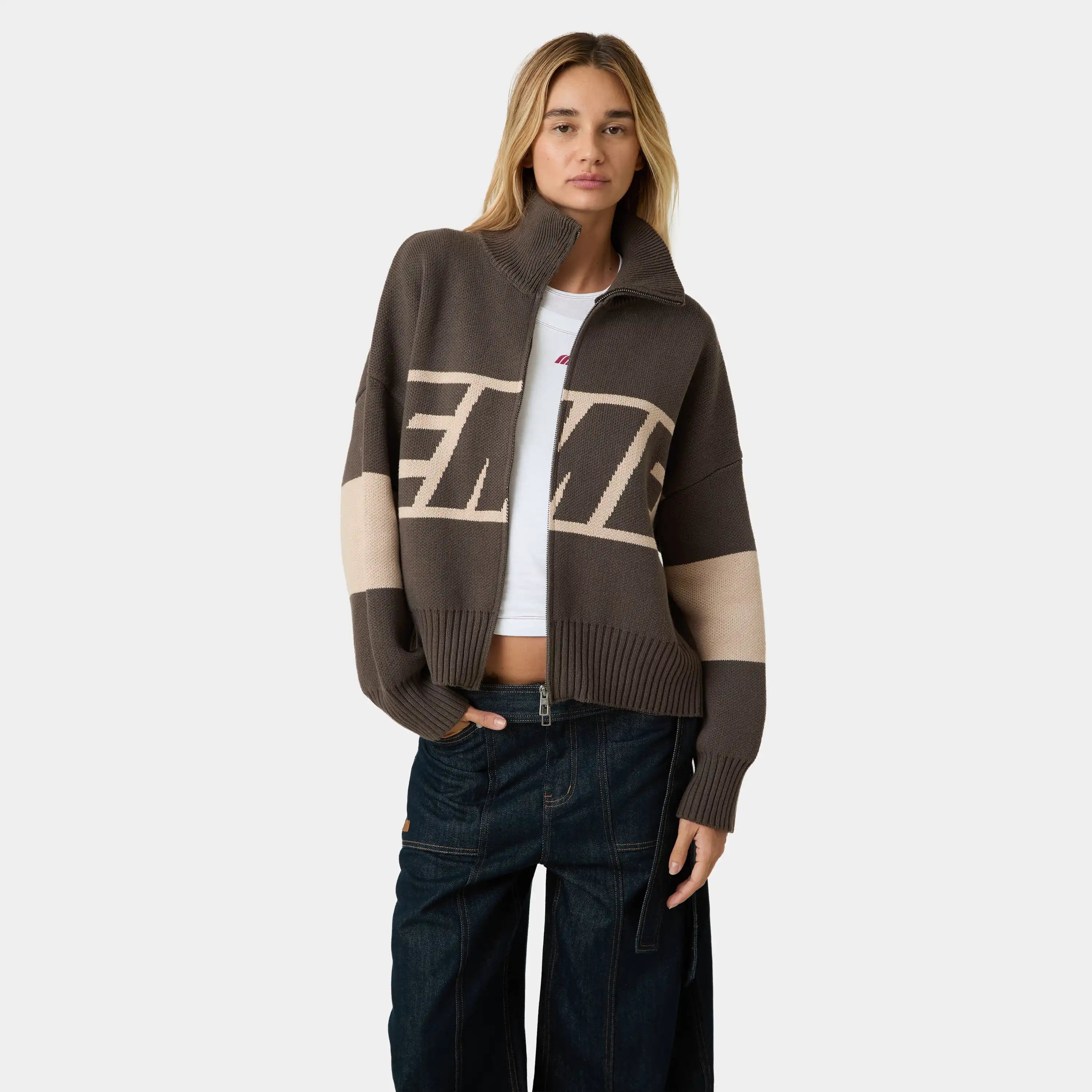 Thrill Falcon Zipper Knit Knitwear eme