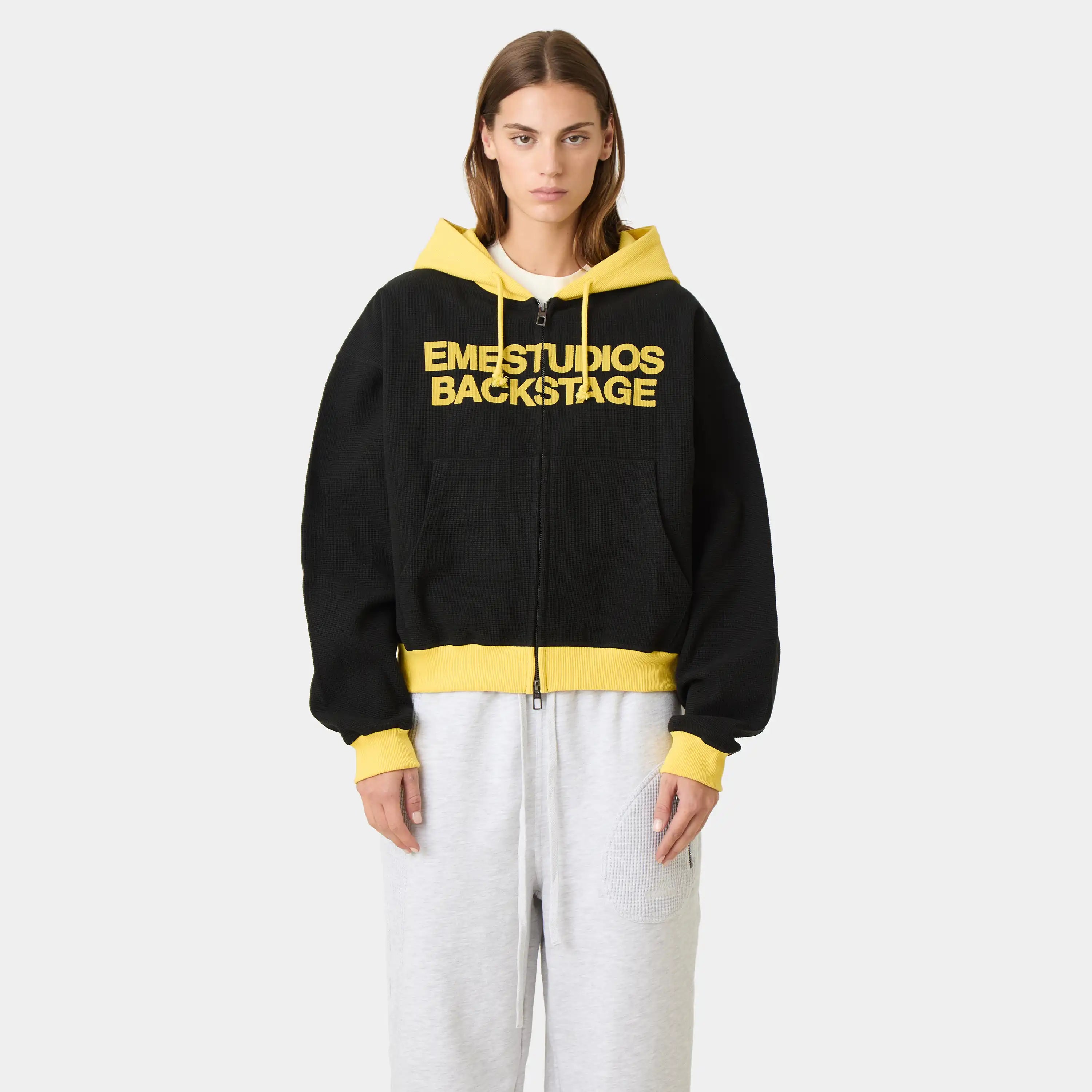 Backstage Shadow Waffle Full Zip Hoodies Eme Studios