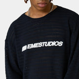 Kavai Navy Open Knit Knitwear Eme Studios