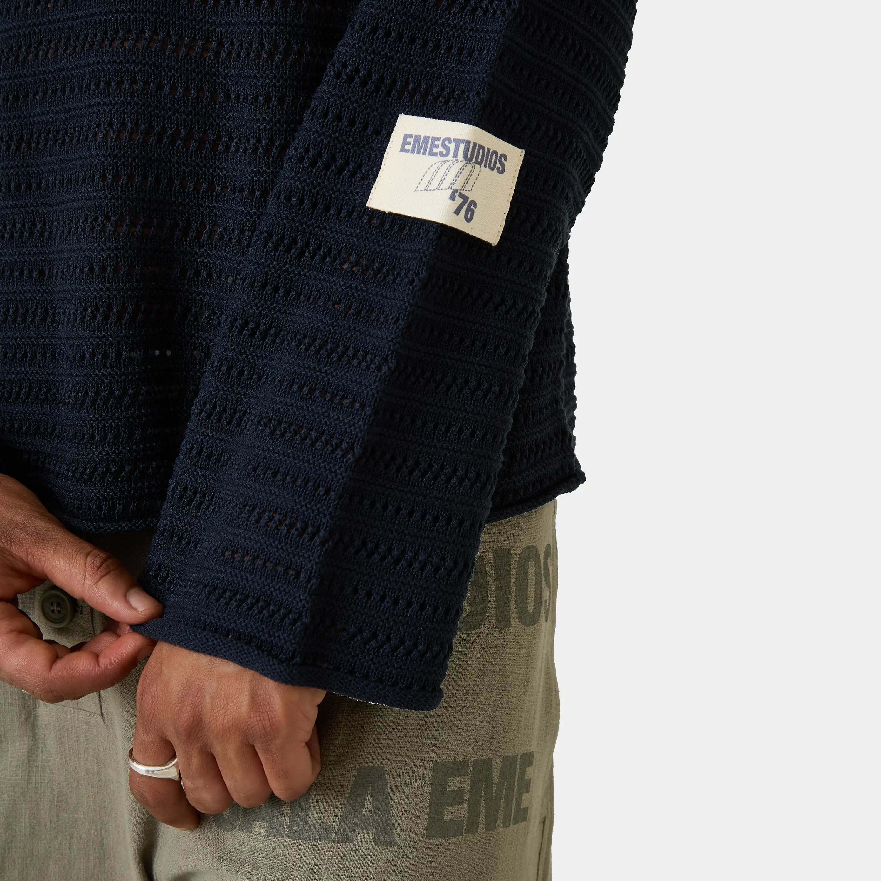 Kavai Navy Open Knit Knitwear Eme Studios