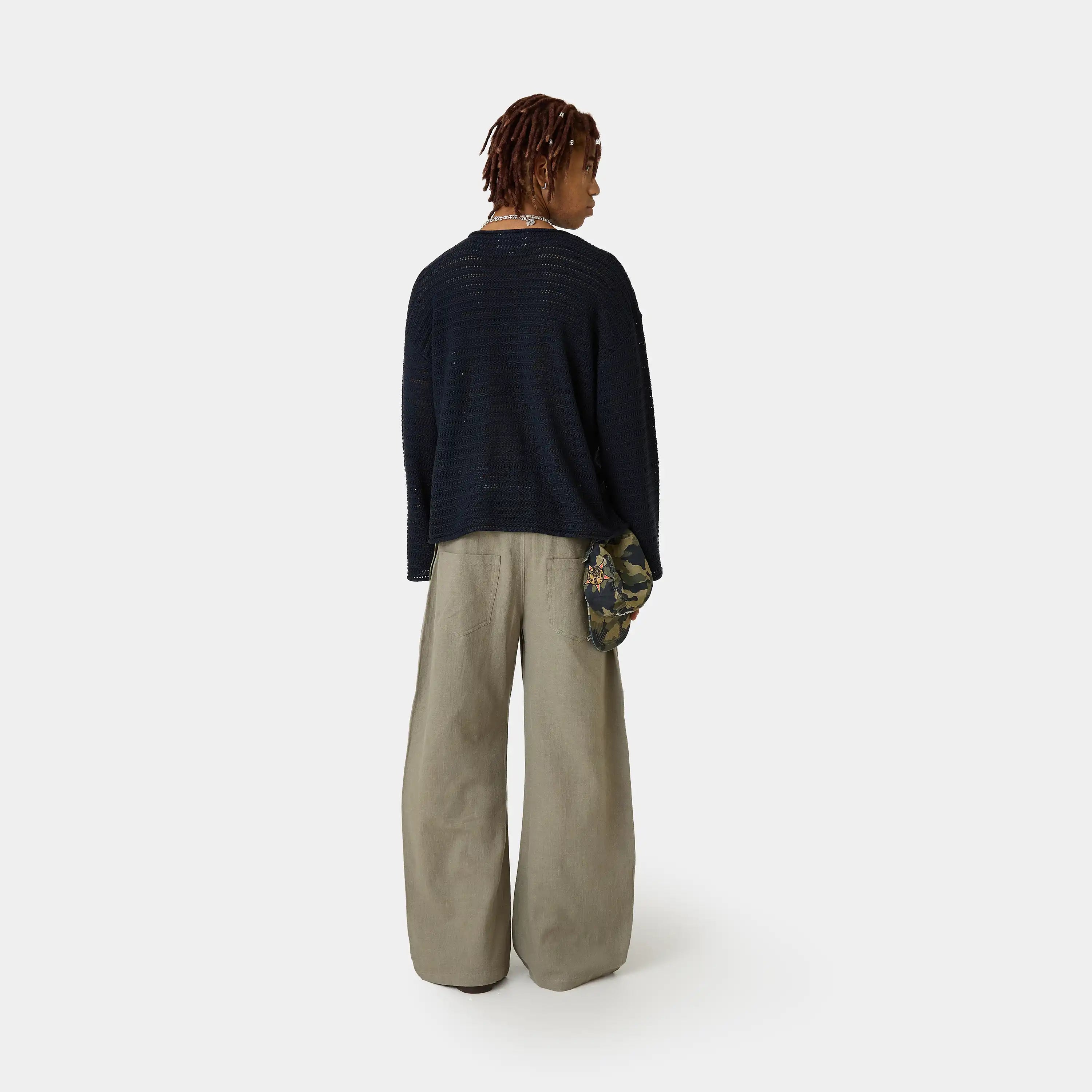 Kavai Navy Open Knit Knitwear Eme Studios