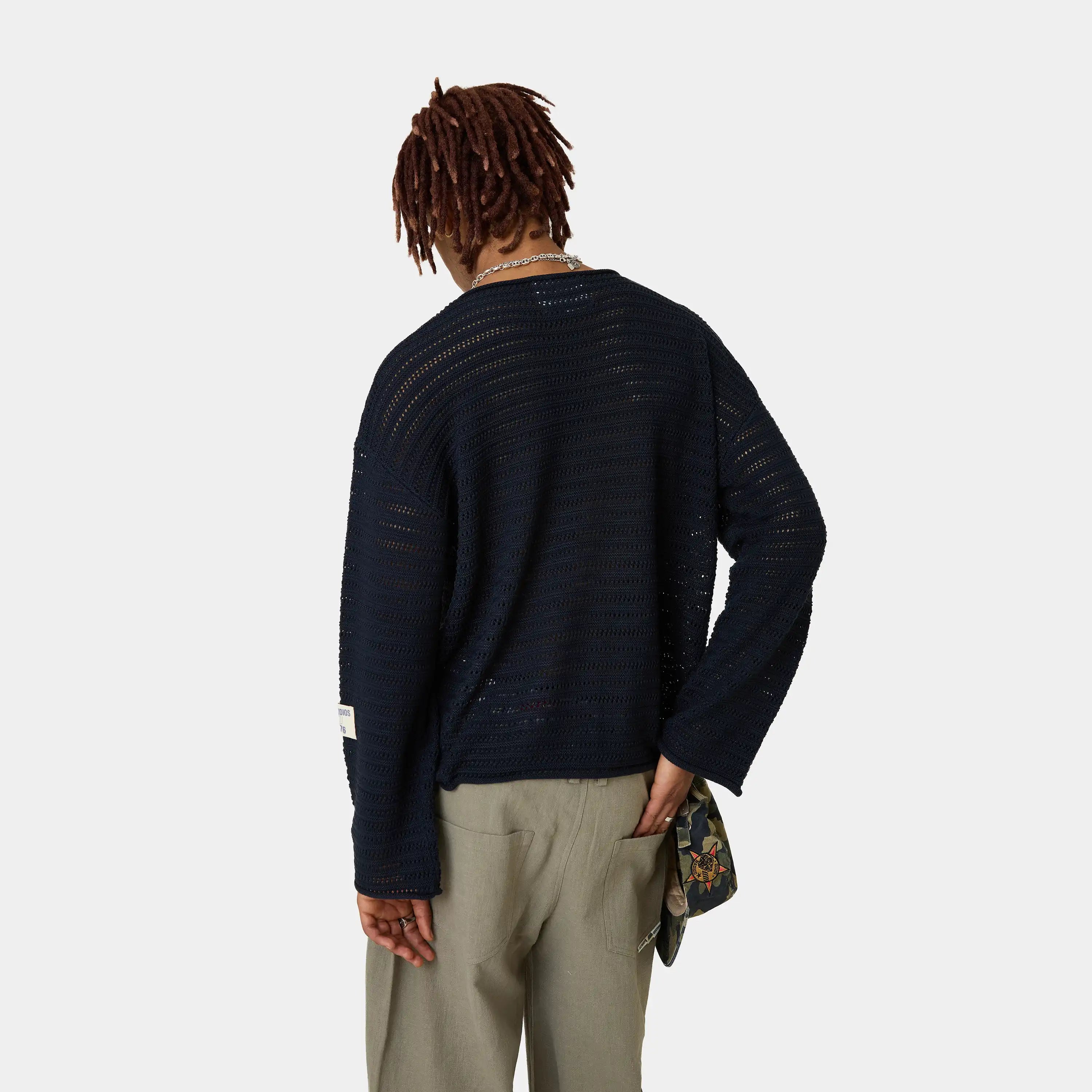 Kavai Navy Open Knit Knitwear Eme Studios