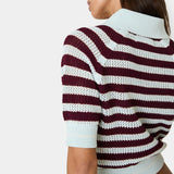 Ocata Navy Crochet Knit Polo Woman Knitwear Eme Studios