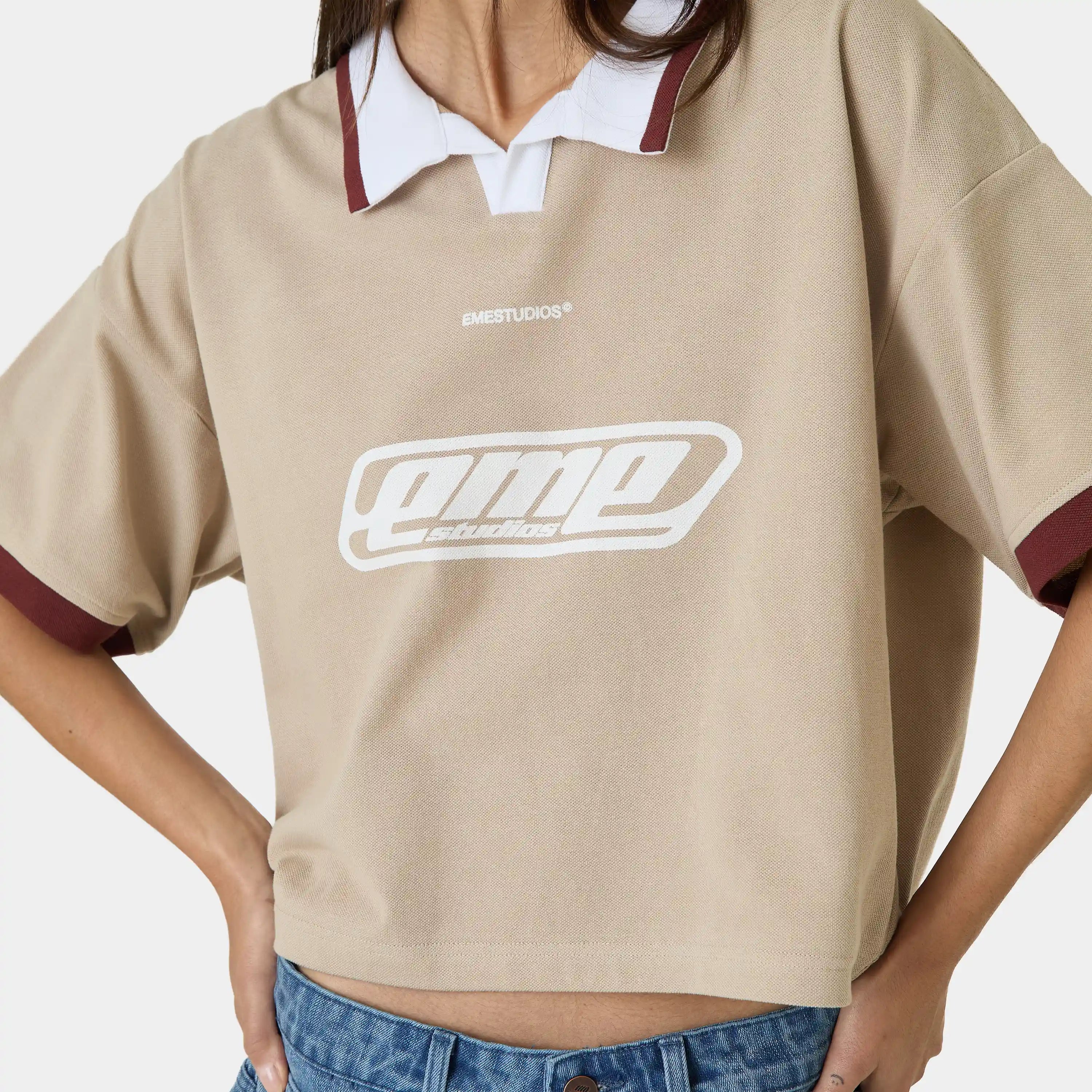 DKT Taupe Short Polo T-shirts Eme Studios