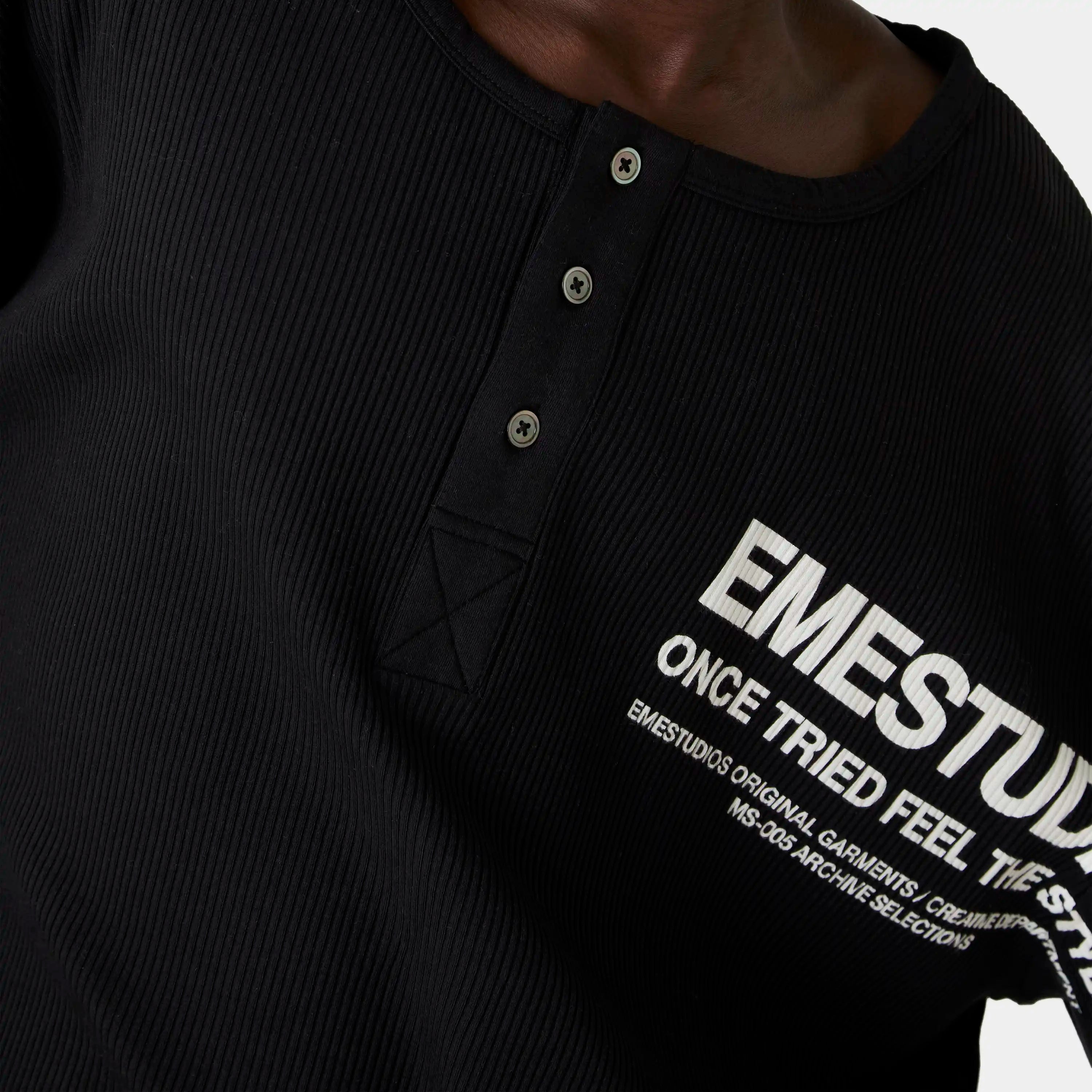 Selection Henley Shadow Long Sleeve T-shirts Eme Studios