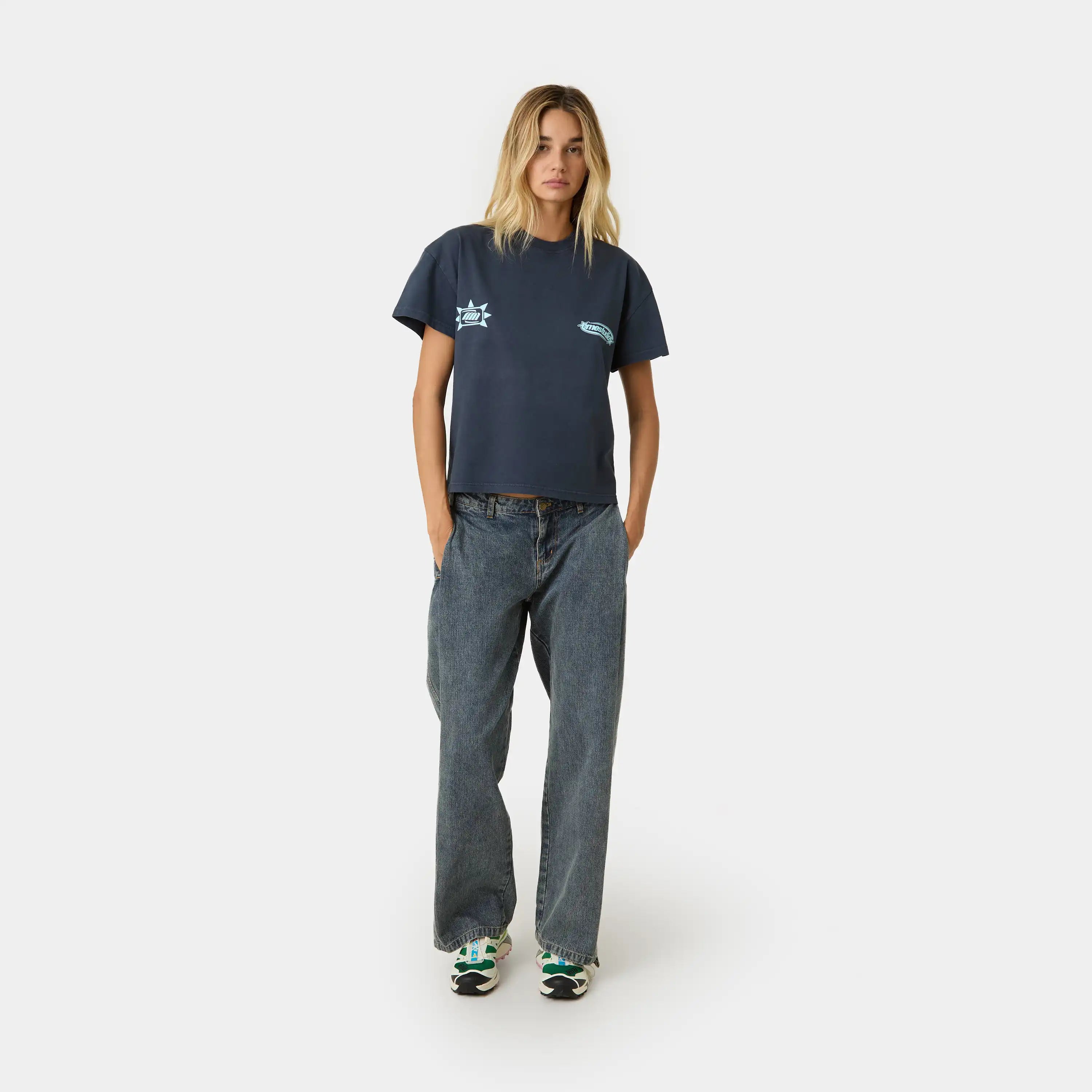 Boundless Navy Oversized Tee T-shirts Eme Studios