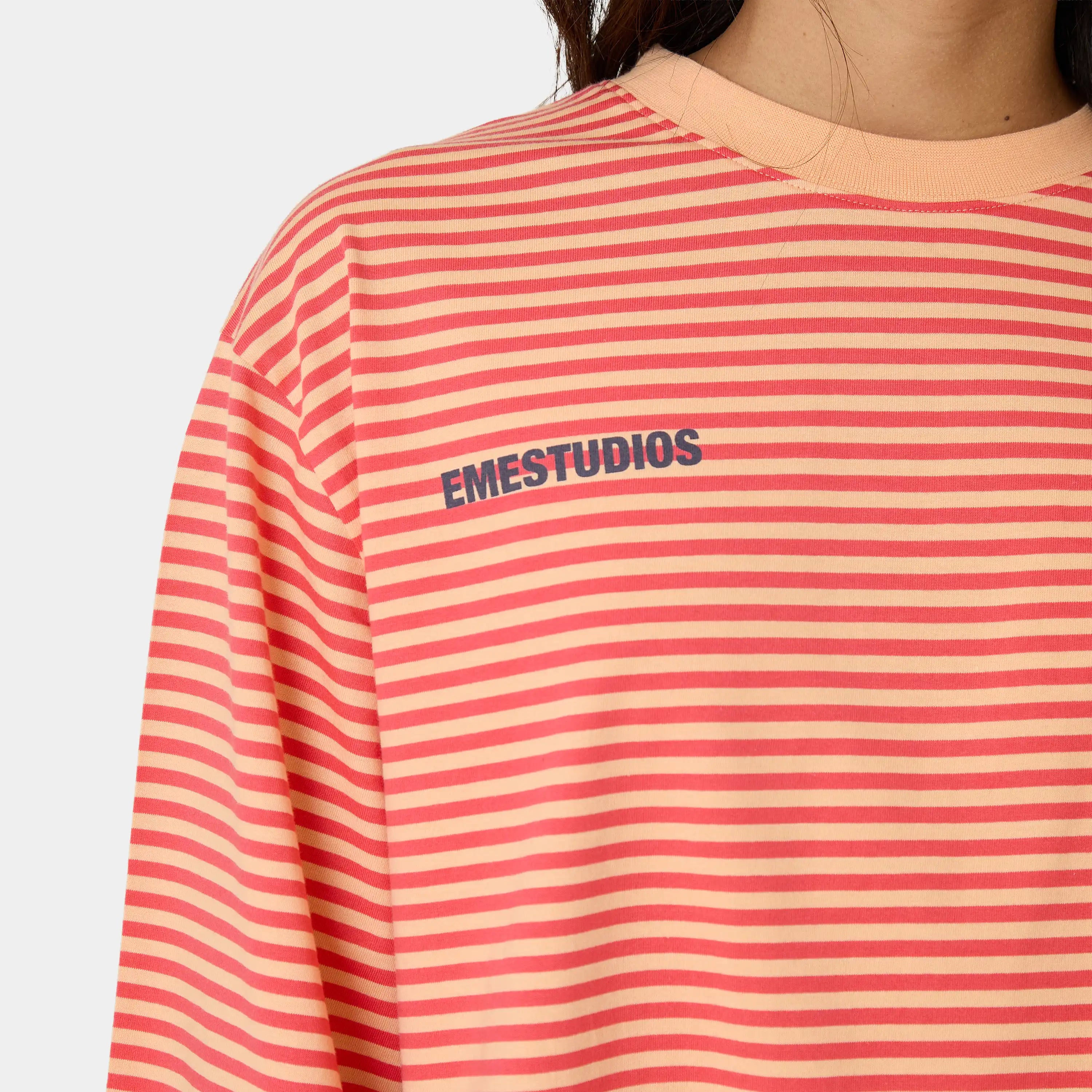 Cedar Peach Striped Long Sleeve T-shirts Eme Studios