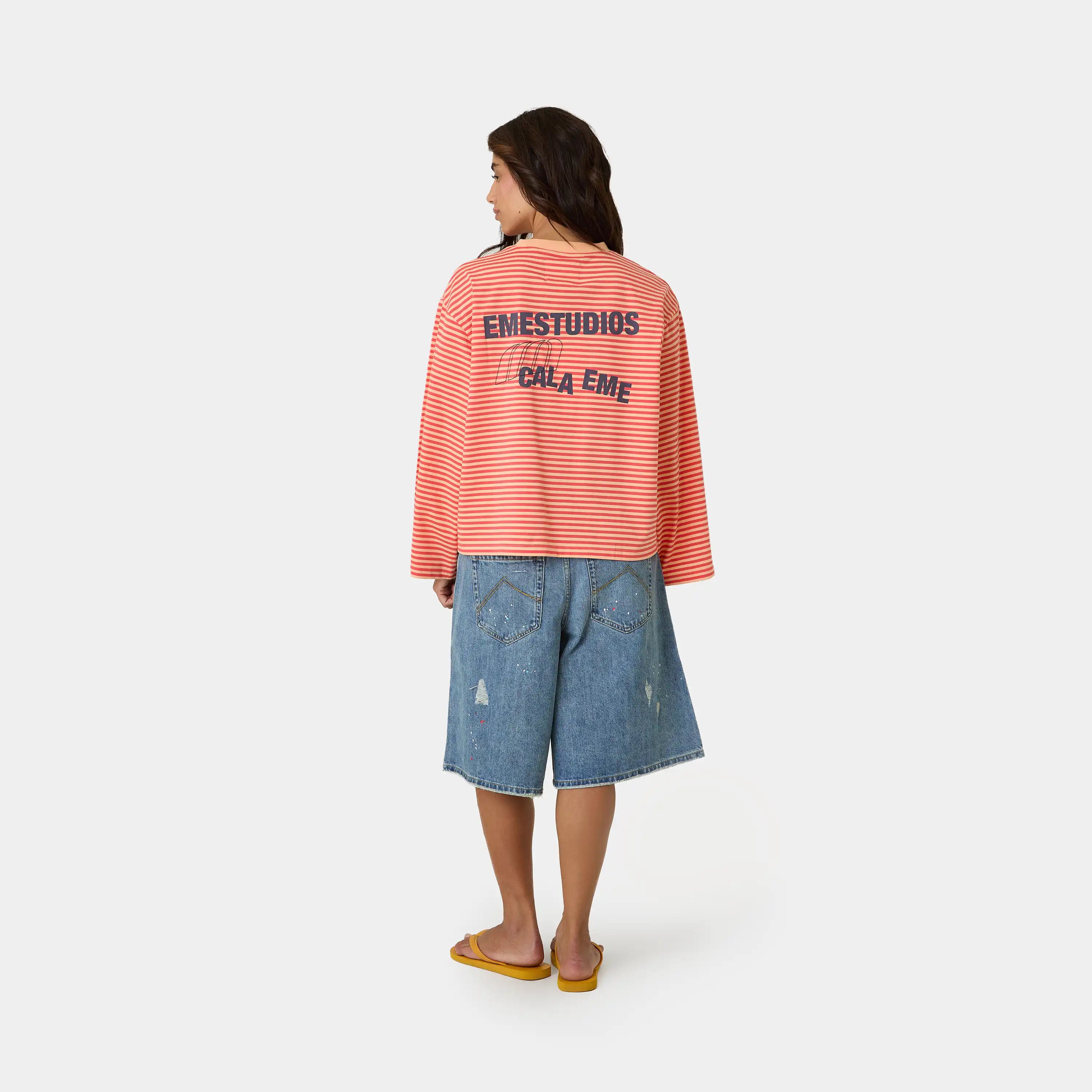 Cedar Peach Striped Long Sleeve T-shirts Eme Studios