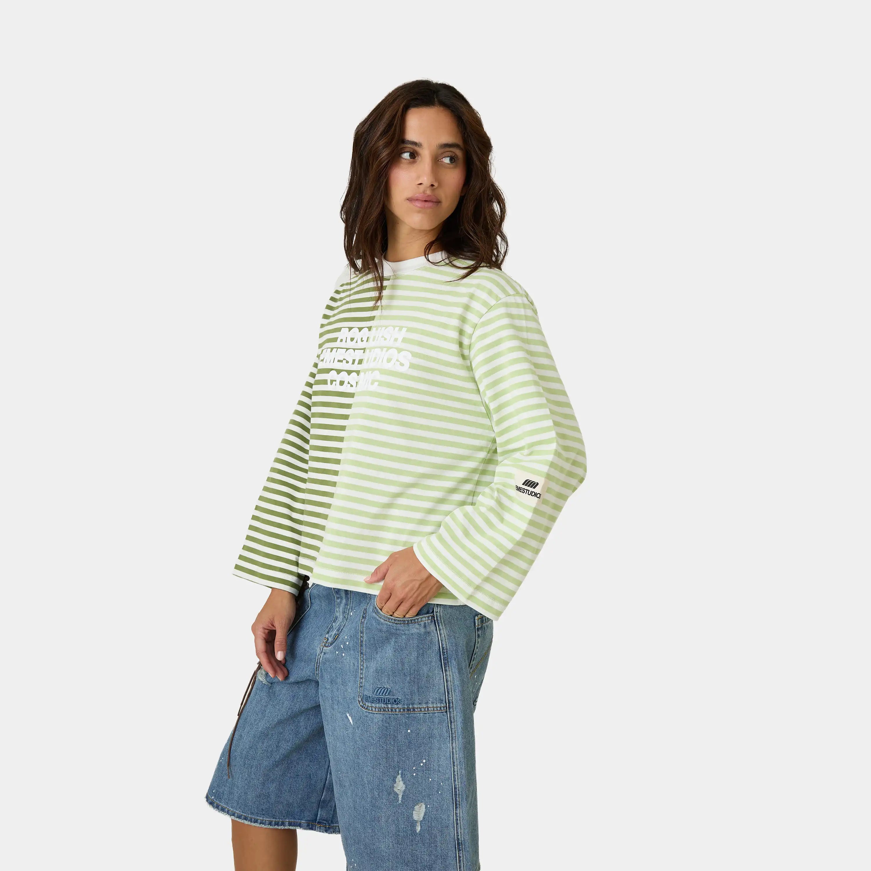 Roguish Green Striped Long Sleeve T-shirts eme