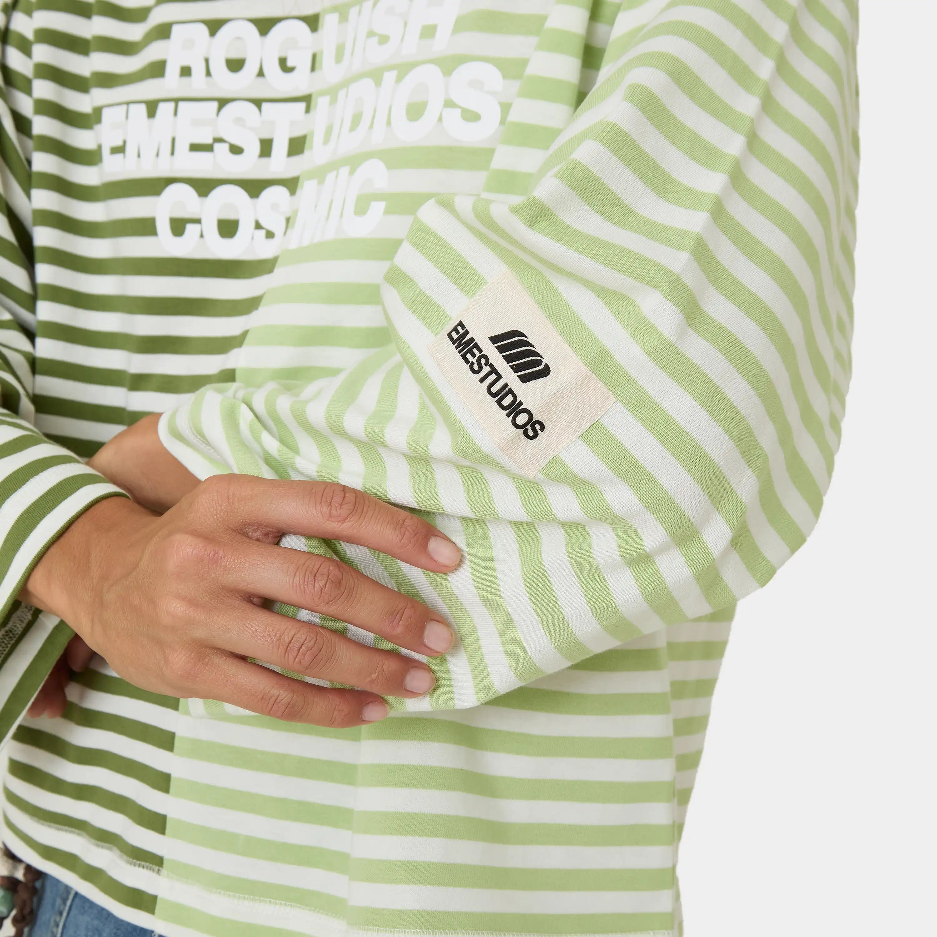 Roguish Green Striped Long Sleeve T-shirts eme