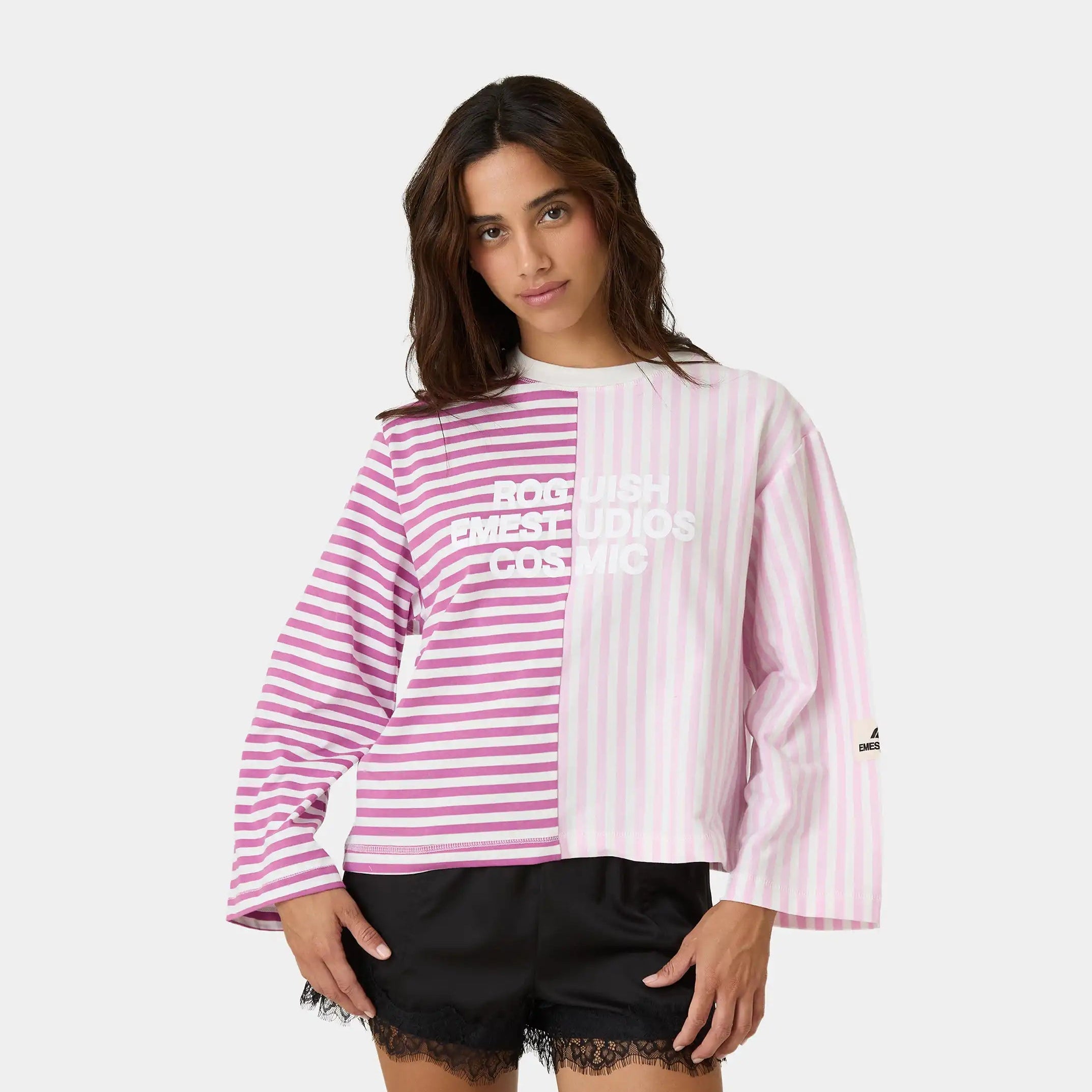 Roguish Fucsia Striped Long Sleeve T-shirts eme