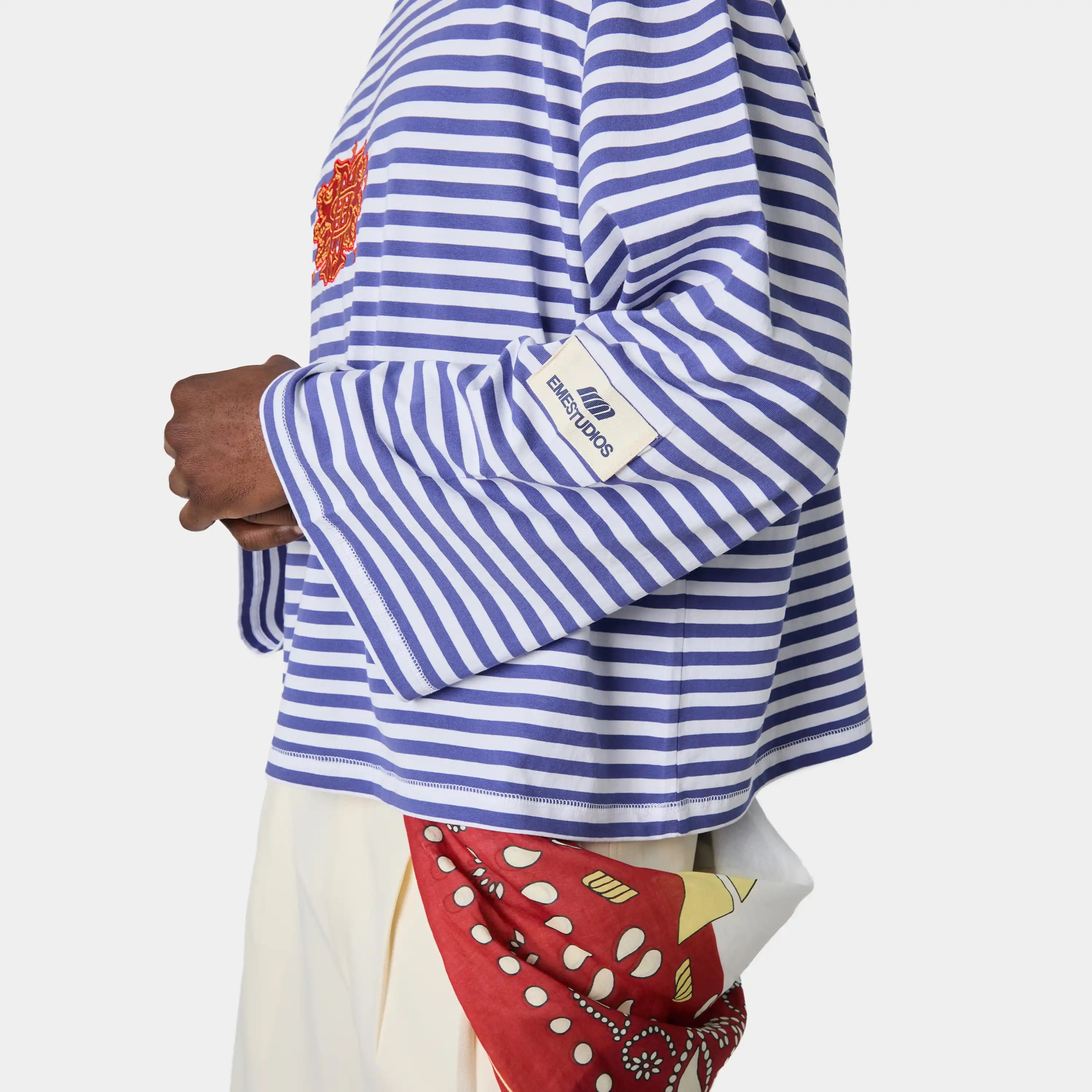 Horizon Striped Deep Cobalt Long Sleeve T-shirts eme