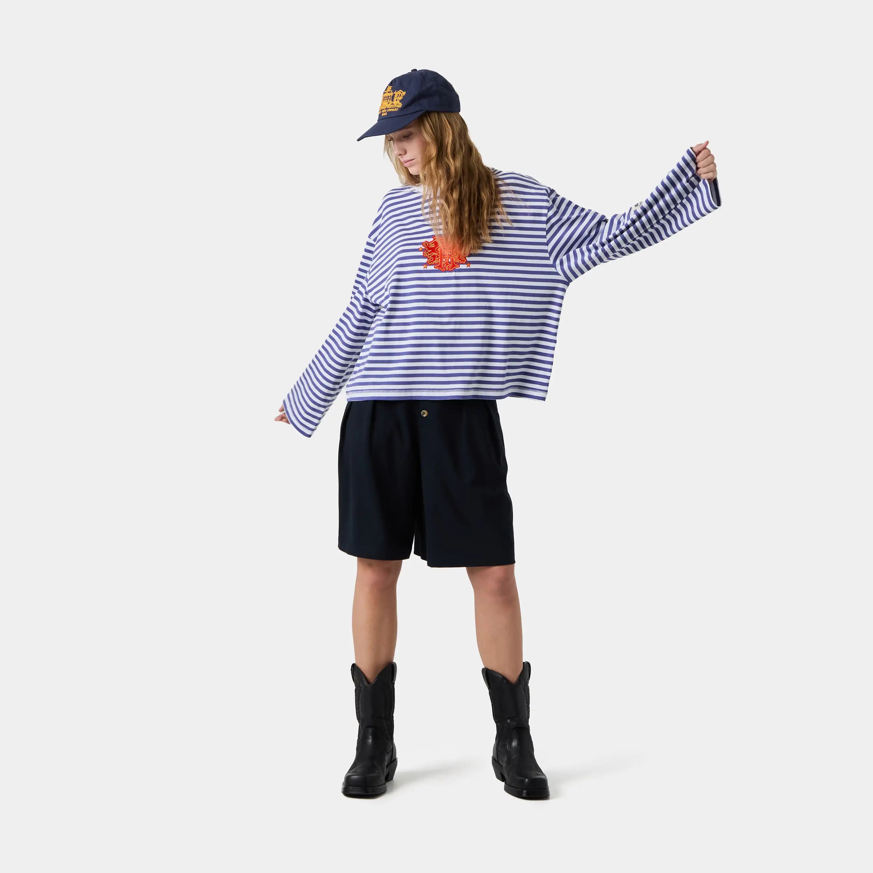 Horizon Striped Deep Cobalt Long Sleeve T-shirts eme