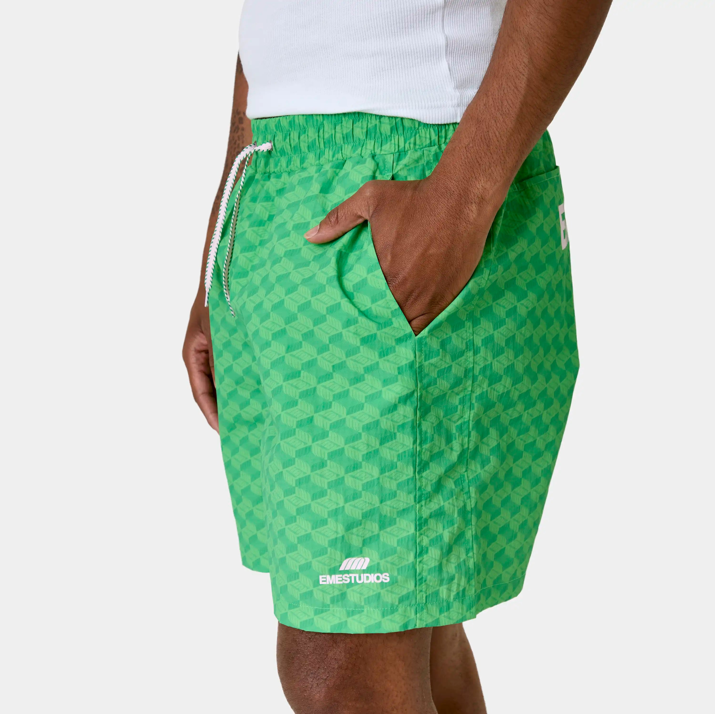 Linkr Green Swim Trunk Swimwear Eme Studios