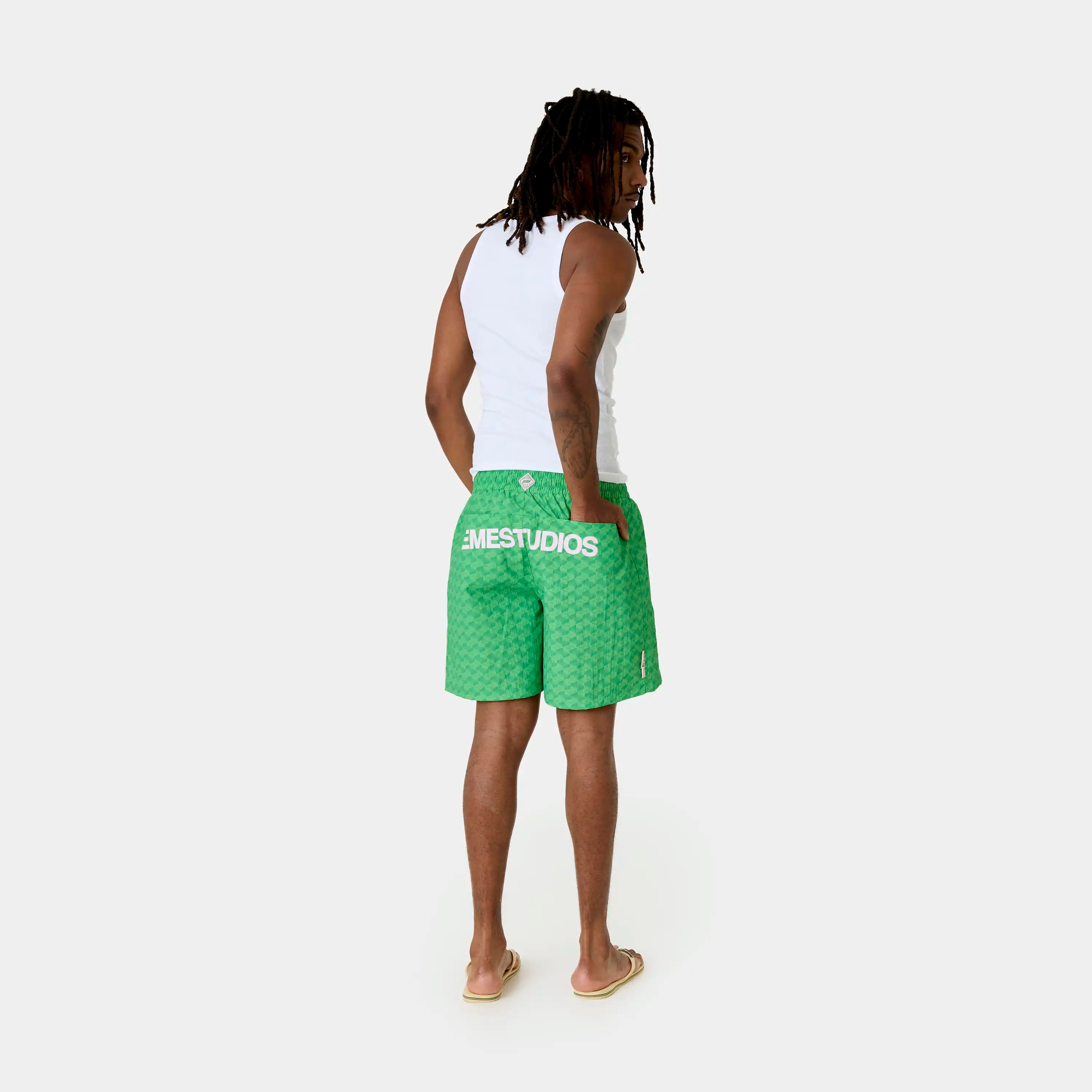 Linkr Green Swim Trunk Swimwear Eme Studios