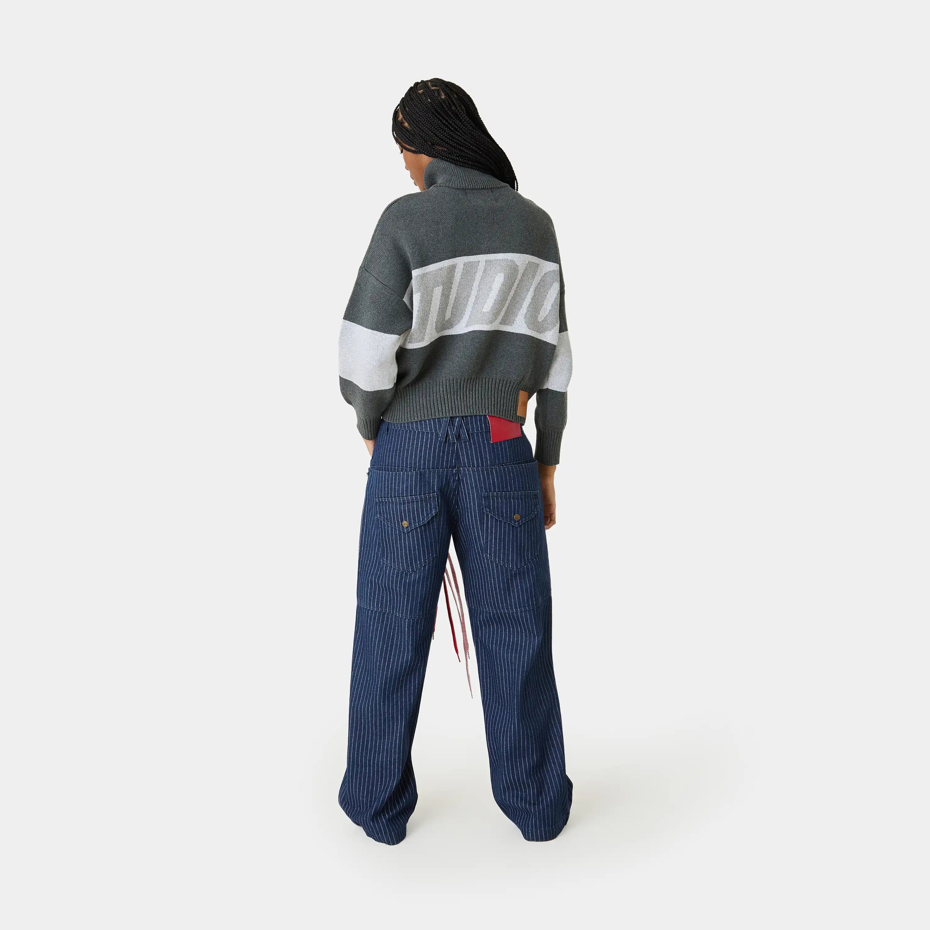 Thrill Grandpa Grey Zipper Knit Knitwear eme