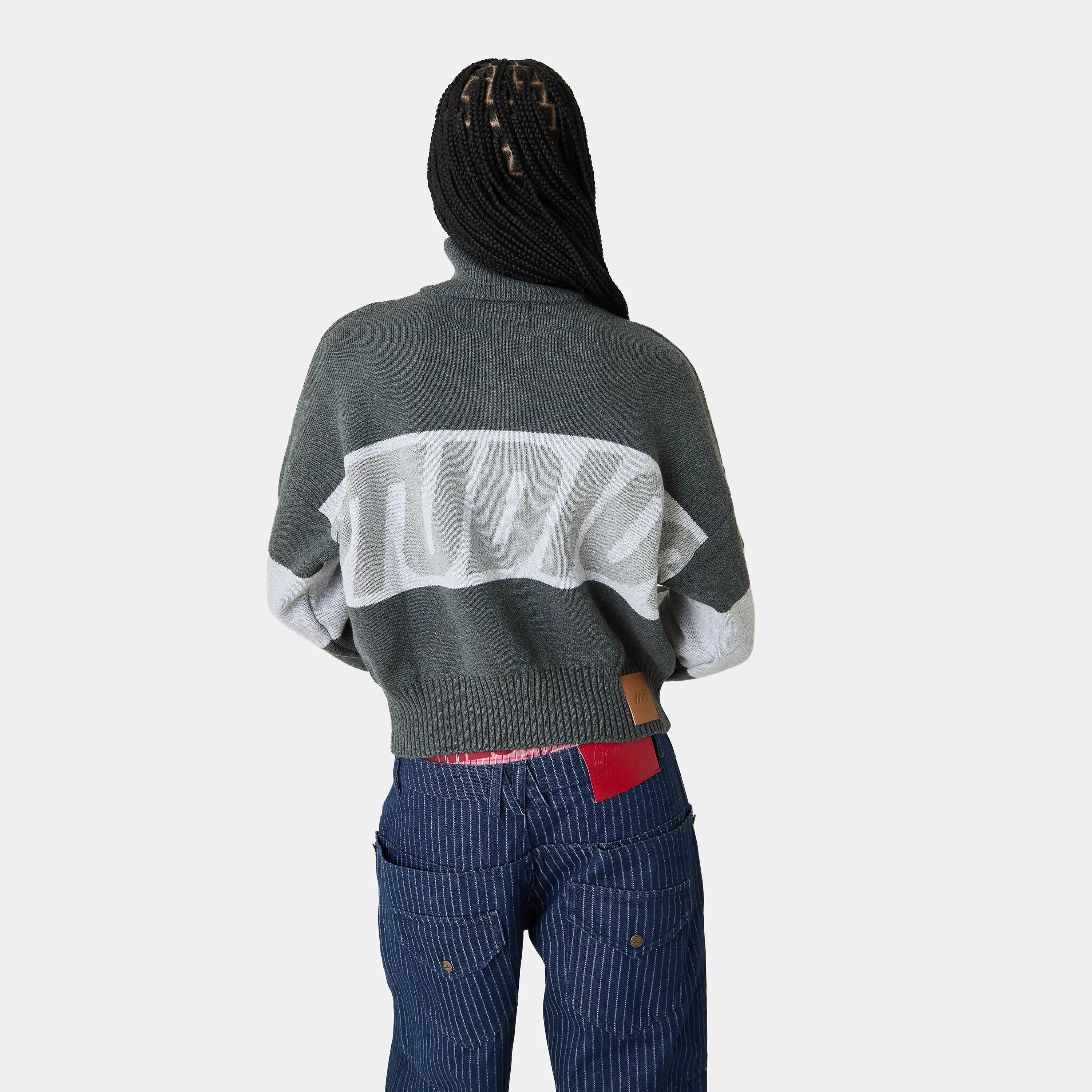 Thrill Grandpa Grey Zipper Knit Knitwear eme