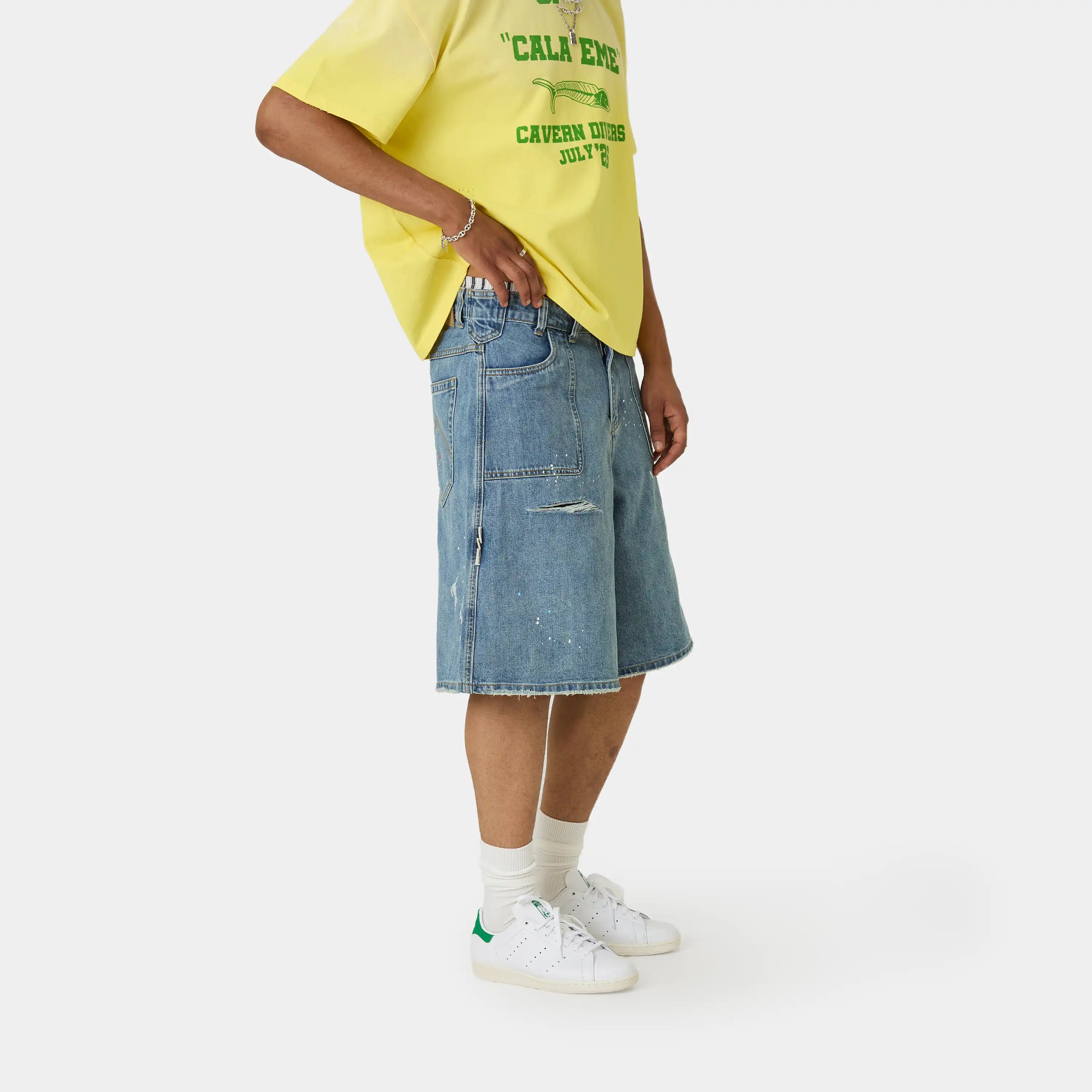 Riviera Blue Denim Shorts Shorts Eme Studios