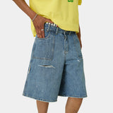 Riviera Blue Denim Shorts Shorts Eme Studios