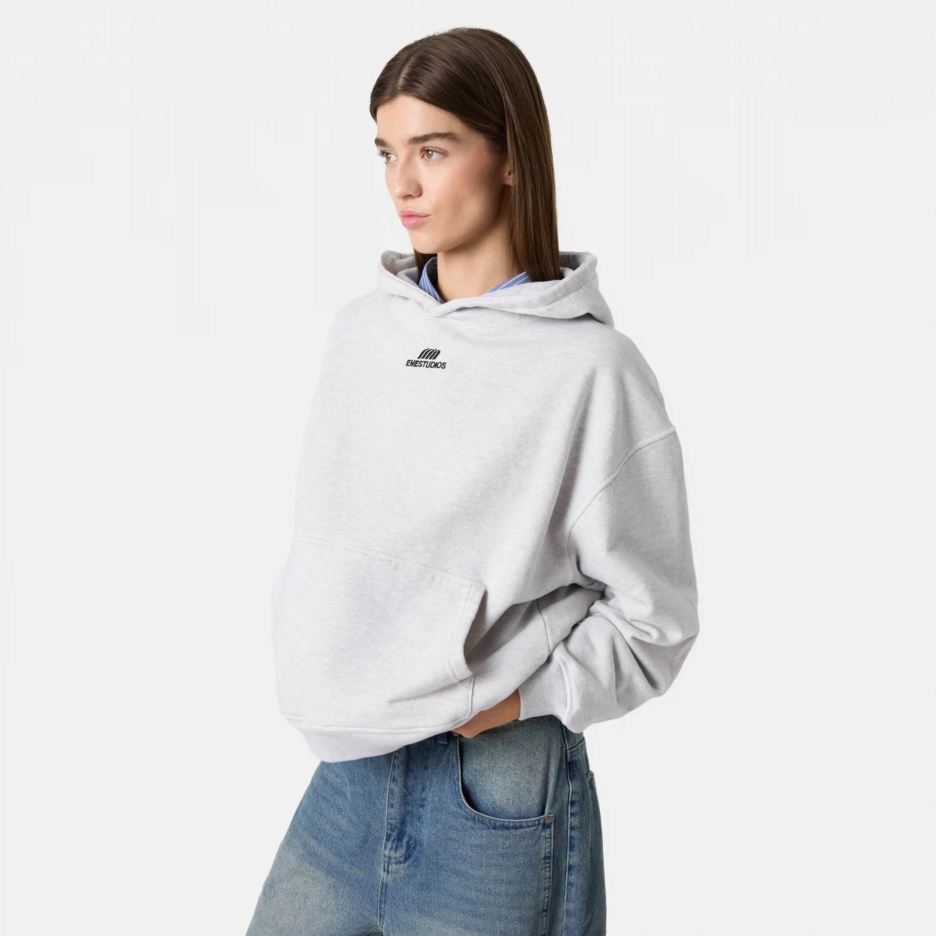 Basic Heather Grey Oversized Hoodie Hoodies eme