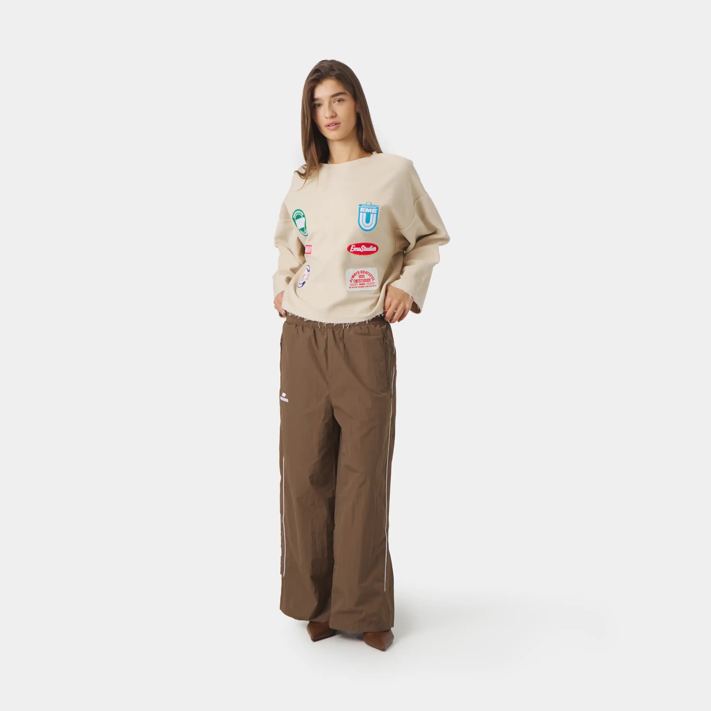 Patches Sand Oversized Crewneck Sweatshirts Eme Studios