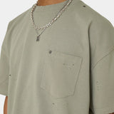 Distressed Olive Oversized Tee T-shirts Eme Studios