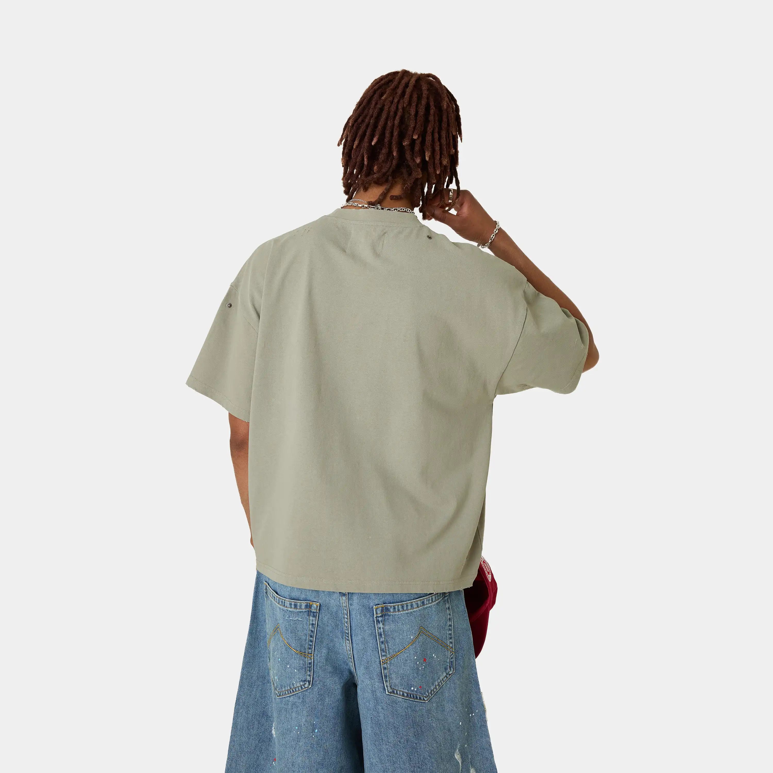 Distressed Olive Oversized Tee T-shirts Eme Studios
