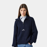 Nobly Knit Navy Half Zip Knitwear eme