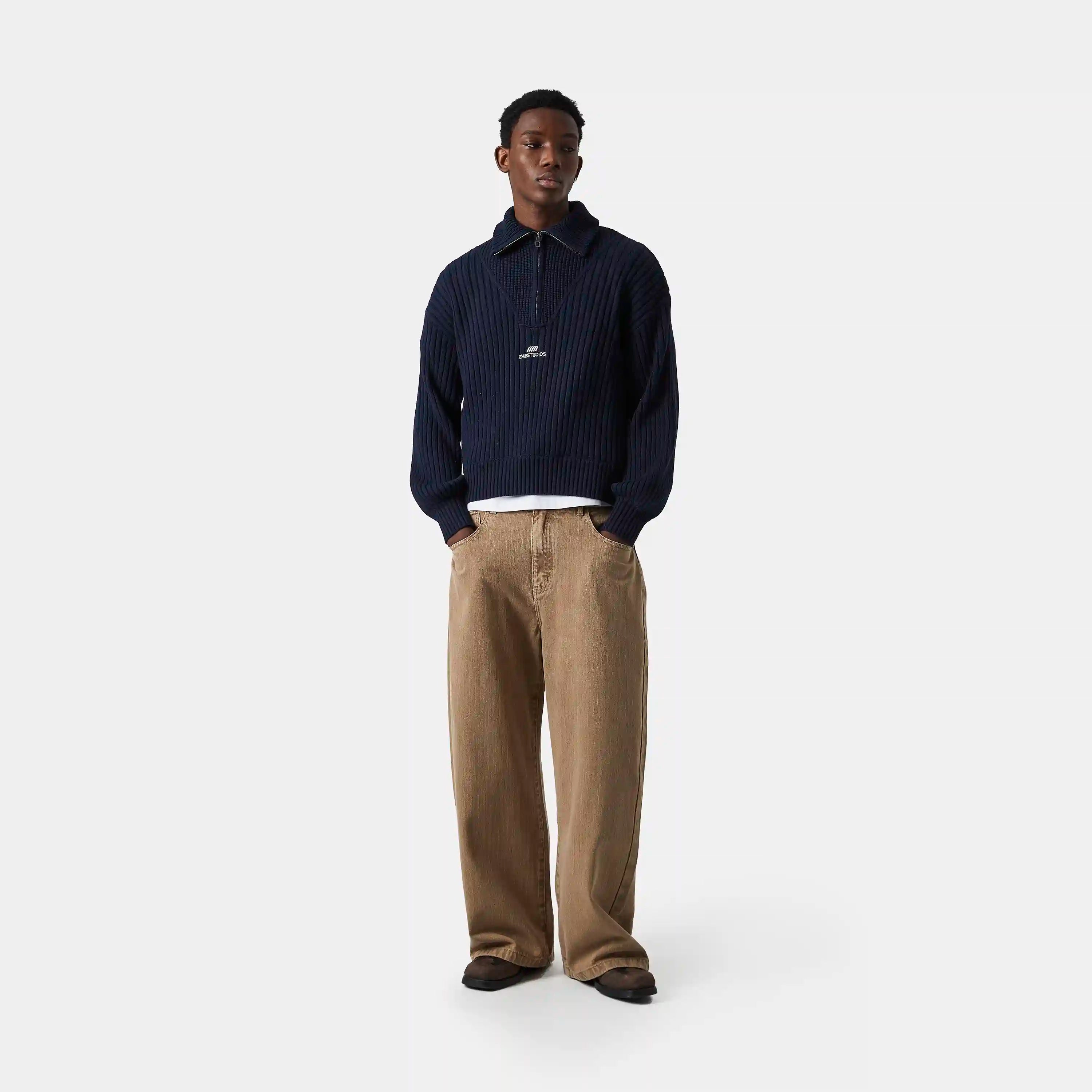Nobly Knit Navy Half Zip Knitwear eme