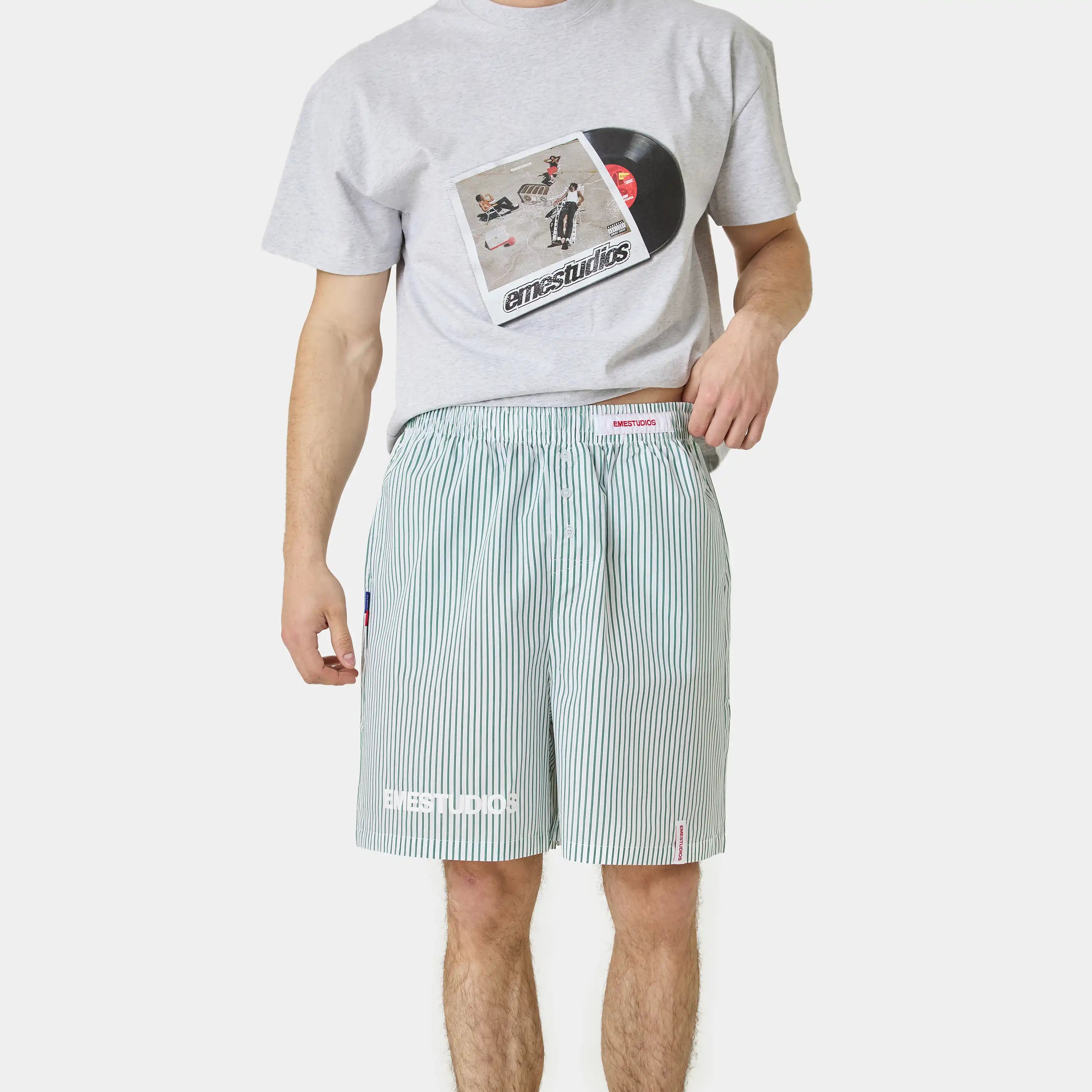 Jammies LS Green Striped Shorts eme