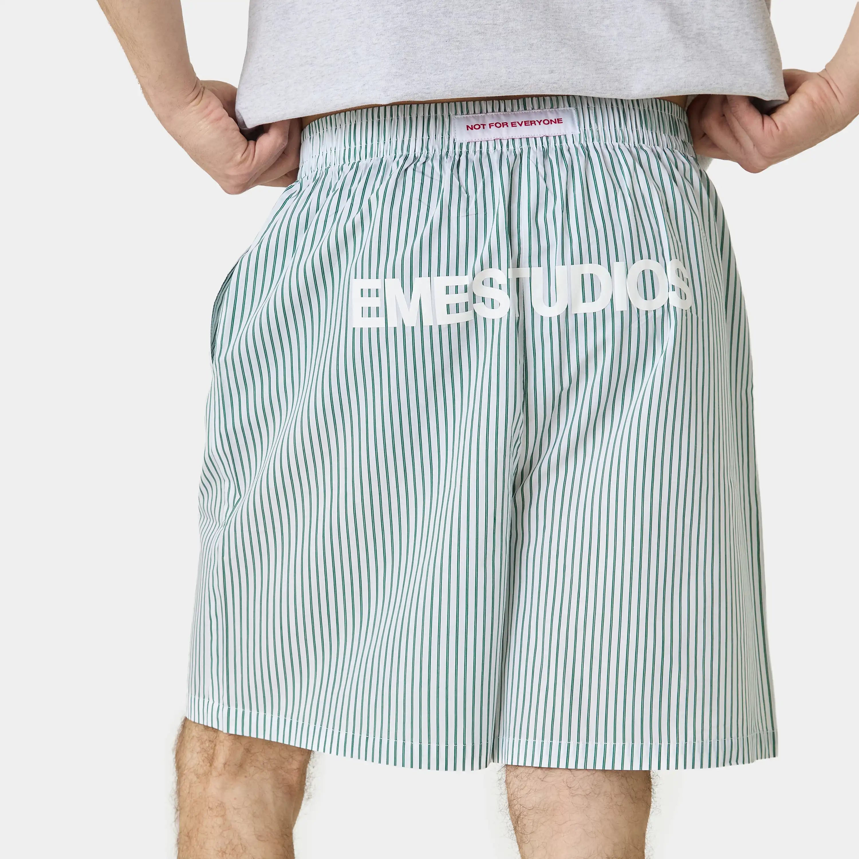 Jammies LS Green Striped Shorts eme