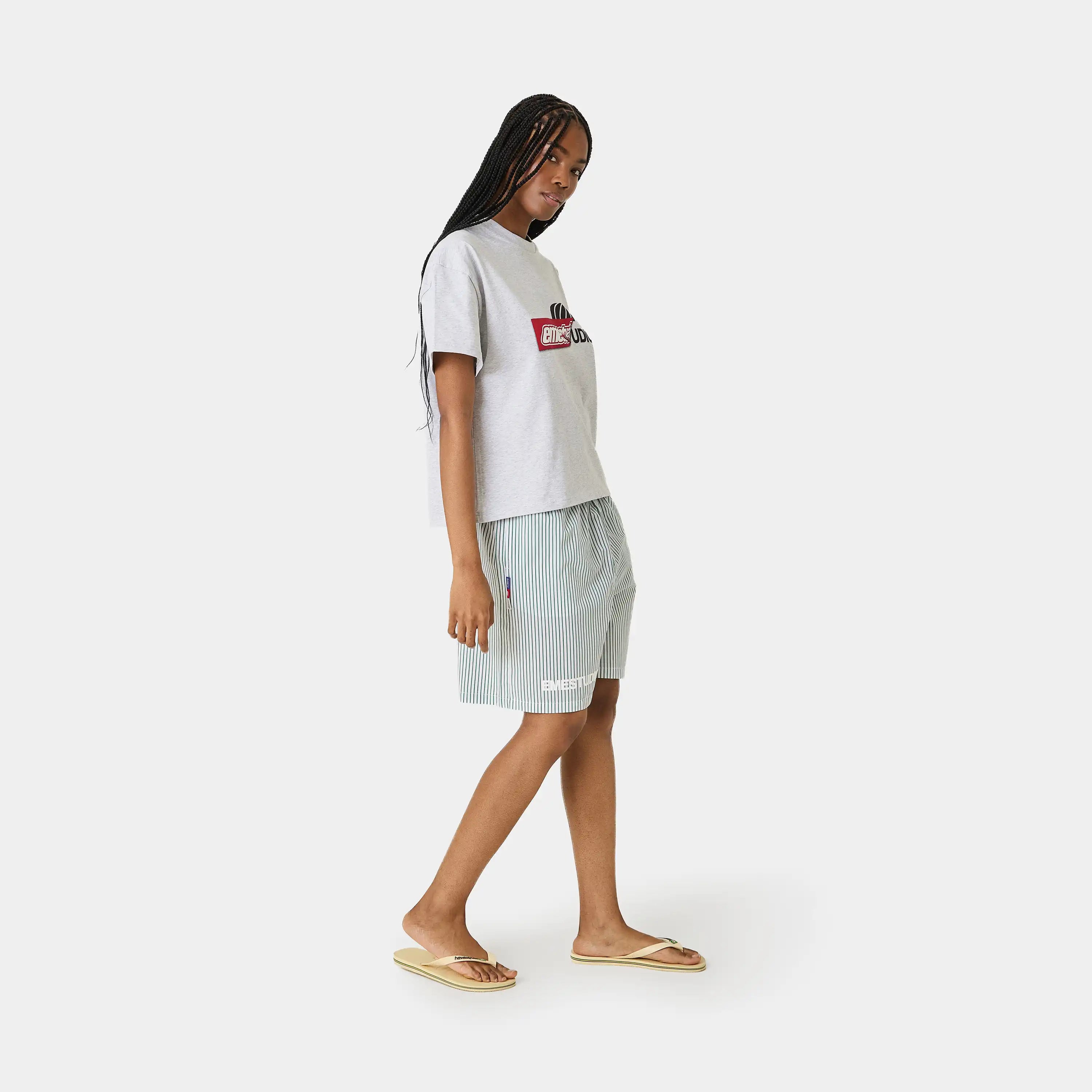 Jammies LS Green Striped Shorts eme