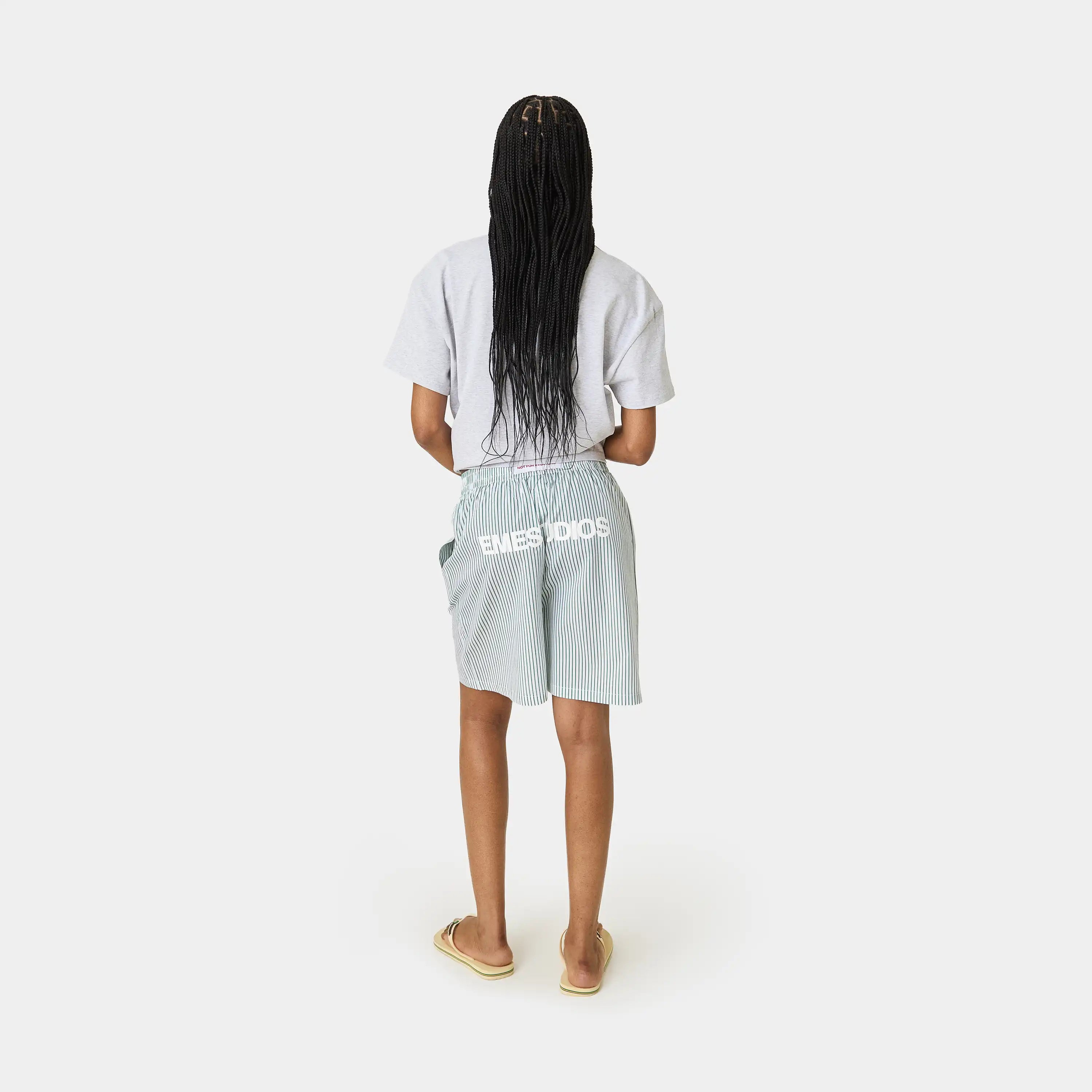 Jammies LS Green Striped Shorts eme
