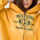 Keeper Mustard Cropped Boxy Full Zip Hoodies Eme Studios