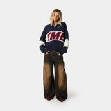 Thrill Navy Zipper Knit Knitwear eme