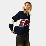 Thrill Navy Zipper Knit Knitwear eme