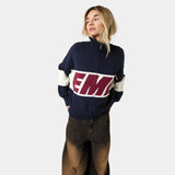 Thrill Navy Zipper Knit Knitwear eme