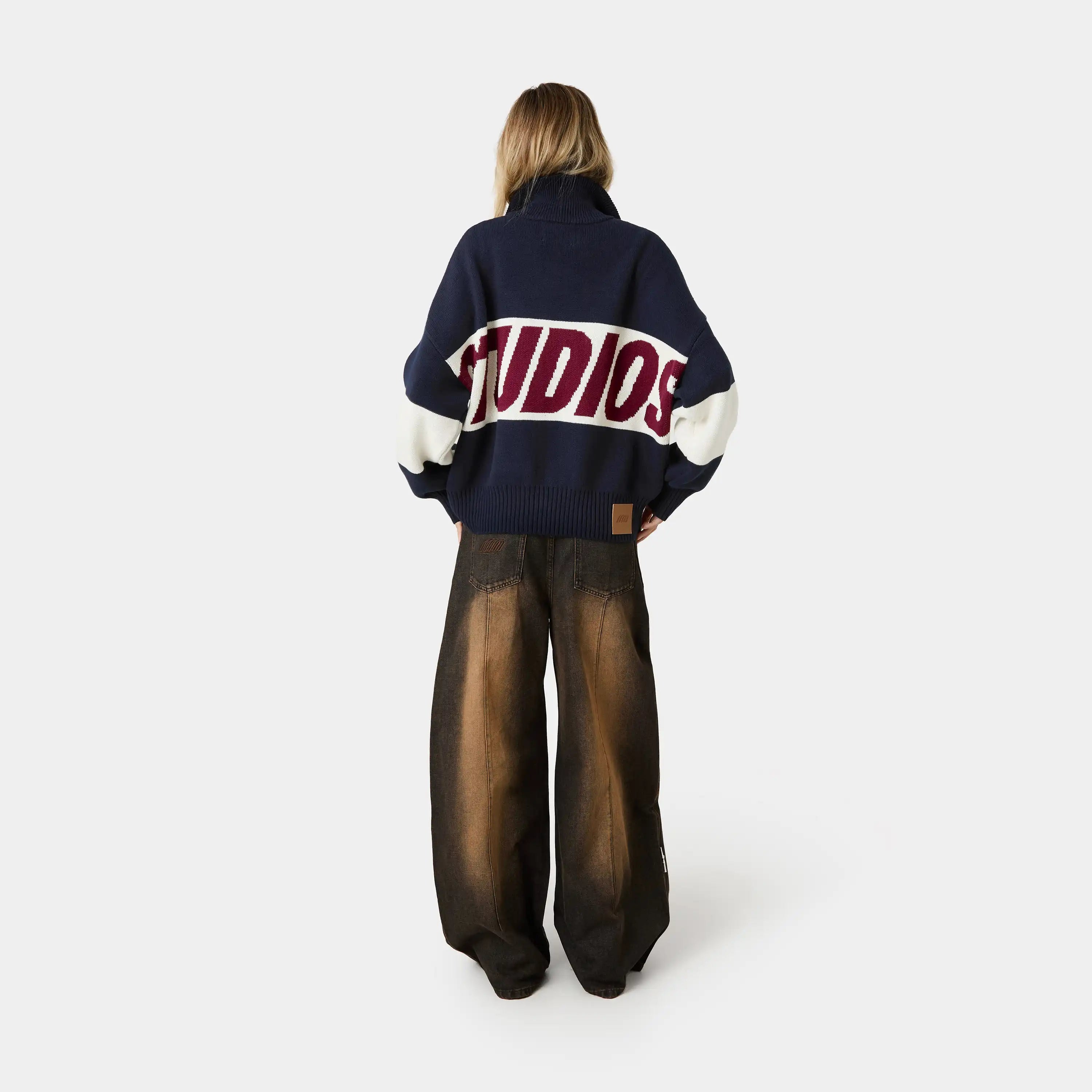 Thrill Navy Zipper Knit Knitwear eme