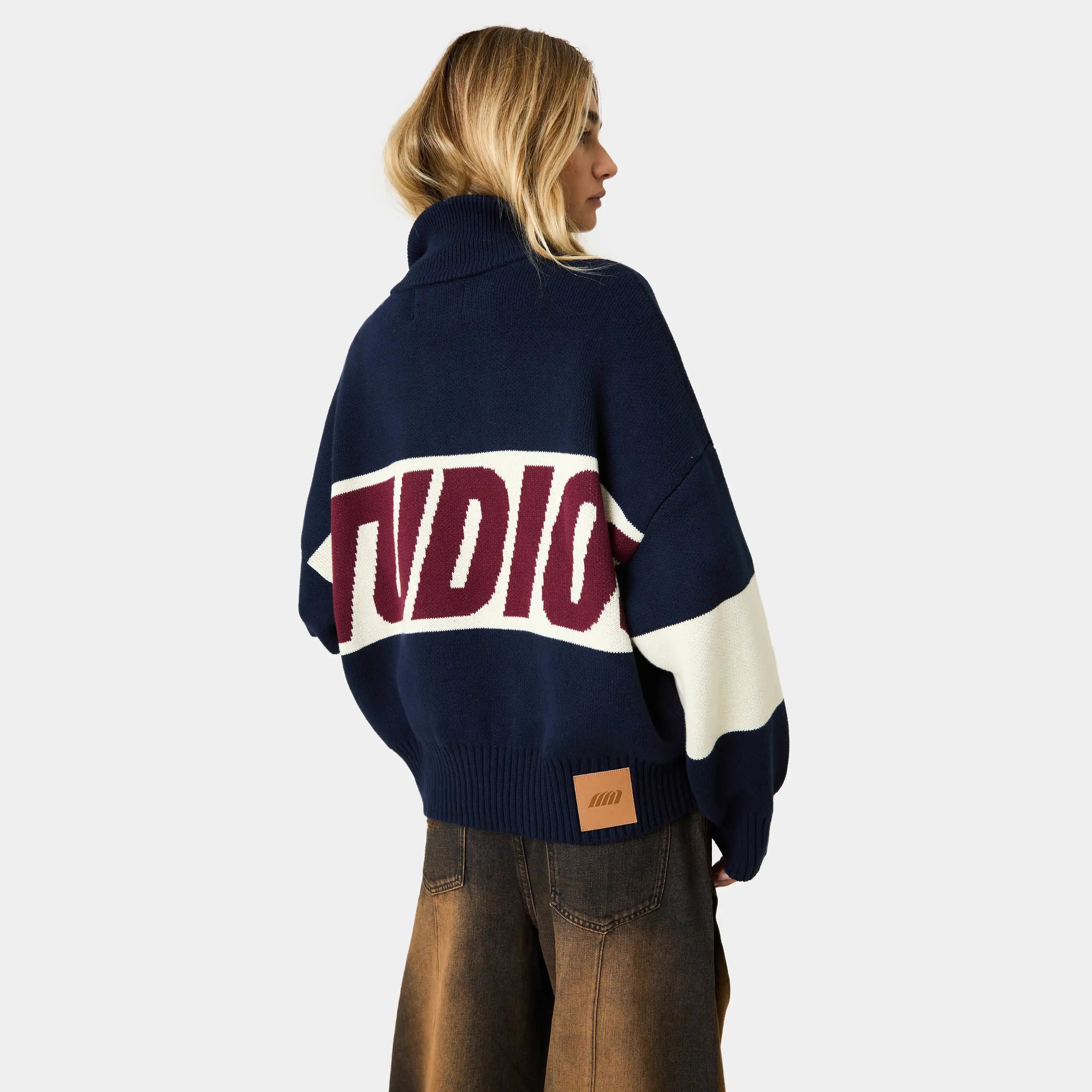Thrill Navy Zipper Knit Knitwear eme