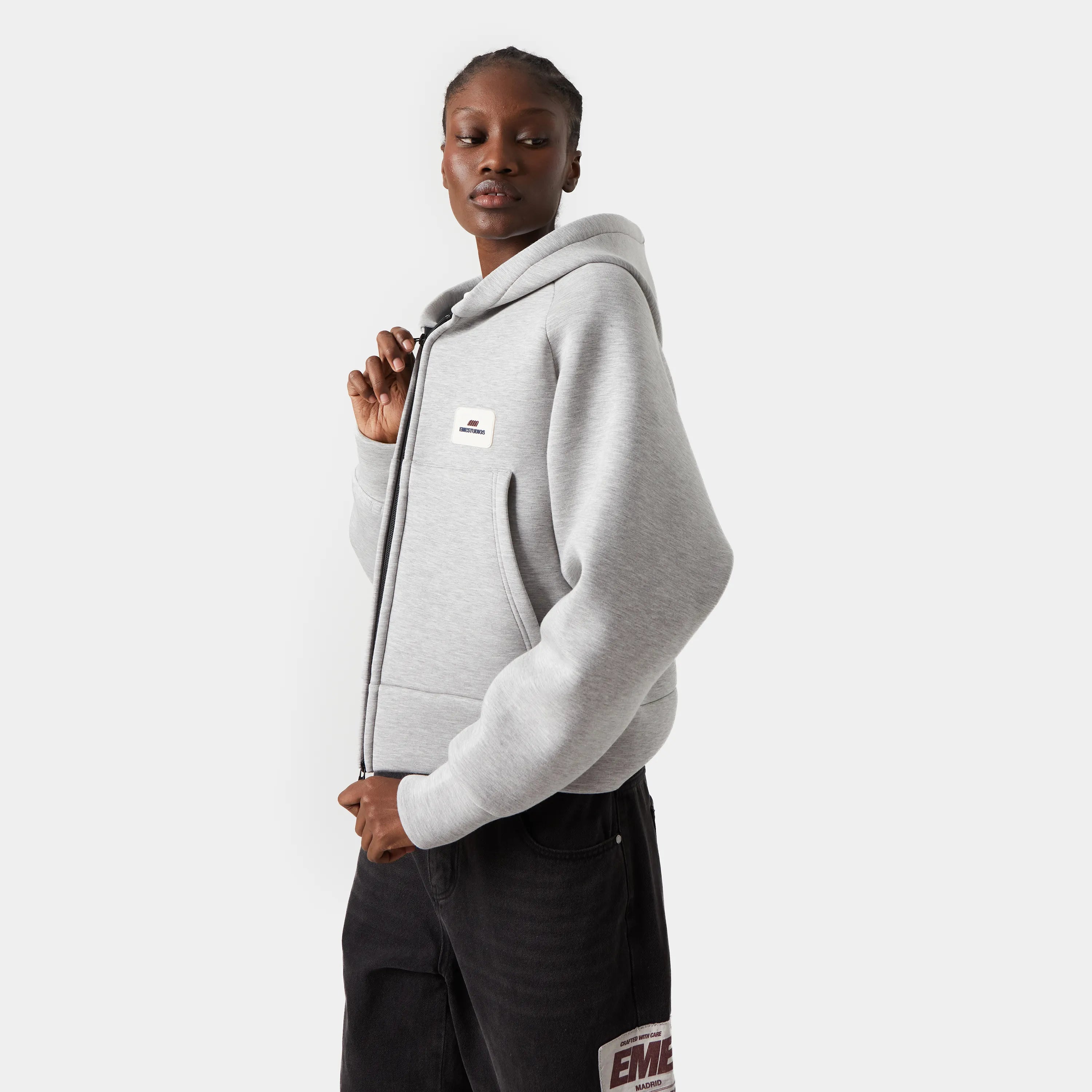 Groovy Heather Grey Neoprene Jacket Hoodies eme