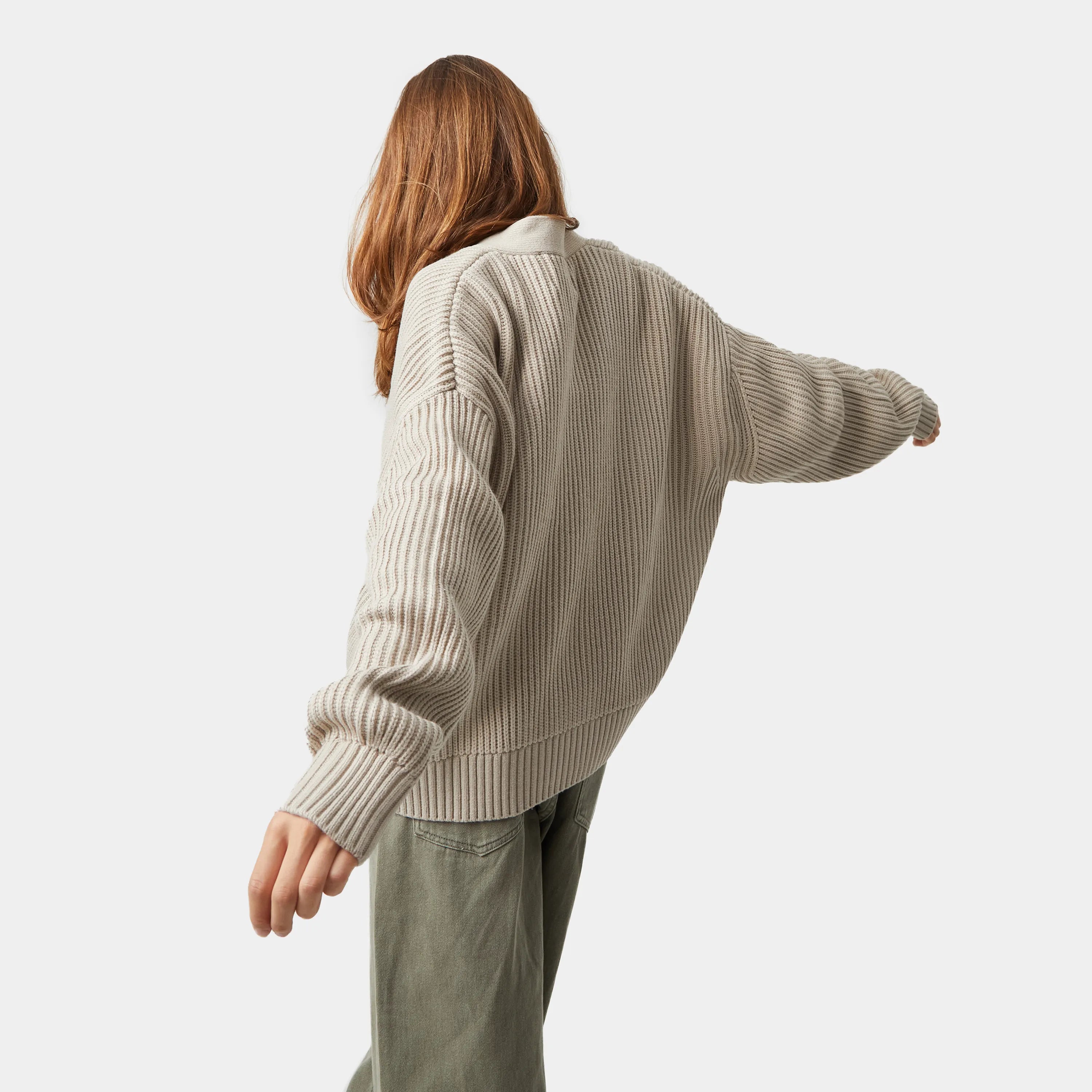 Lesh Off Sand Rib Cardigan Knitwear eme
