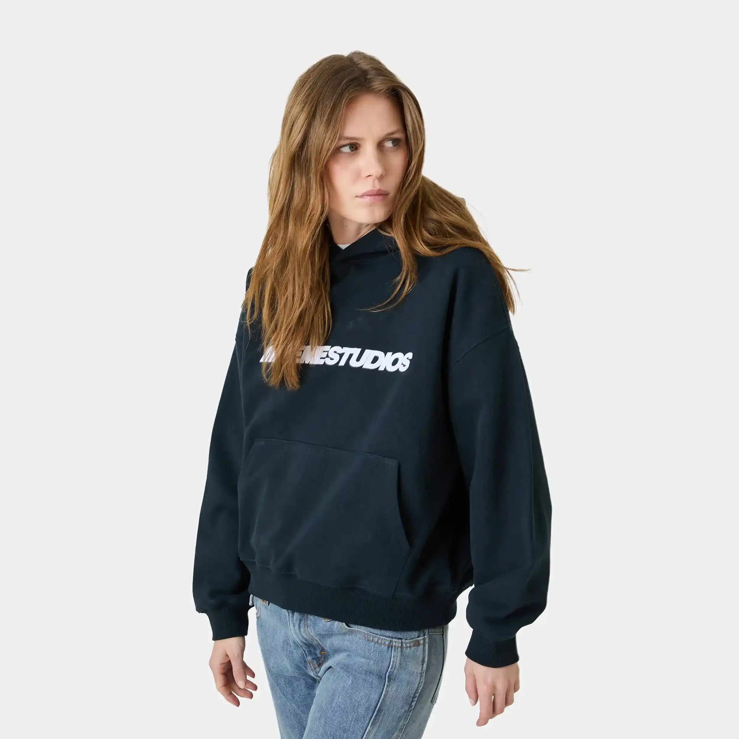 Metro Navy Oversized Hoodie Hoodies Eme Studios