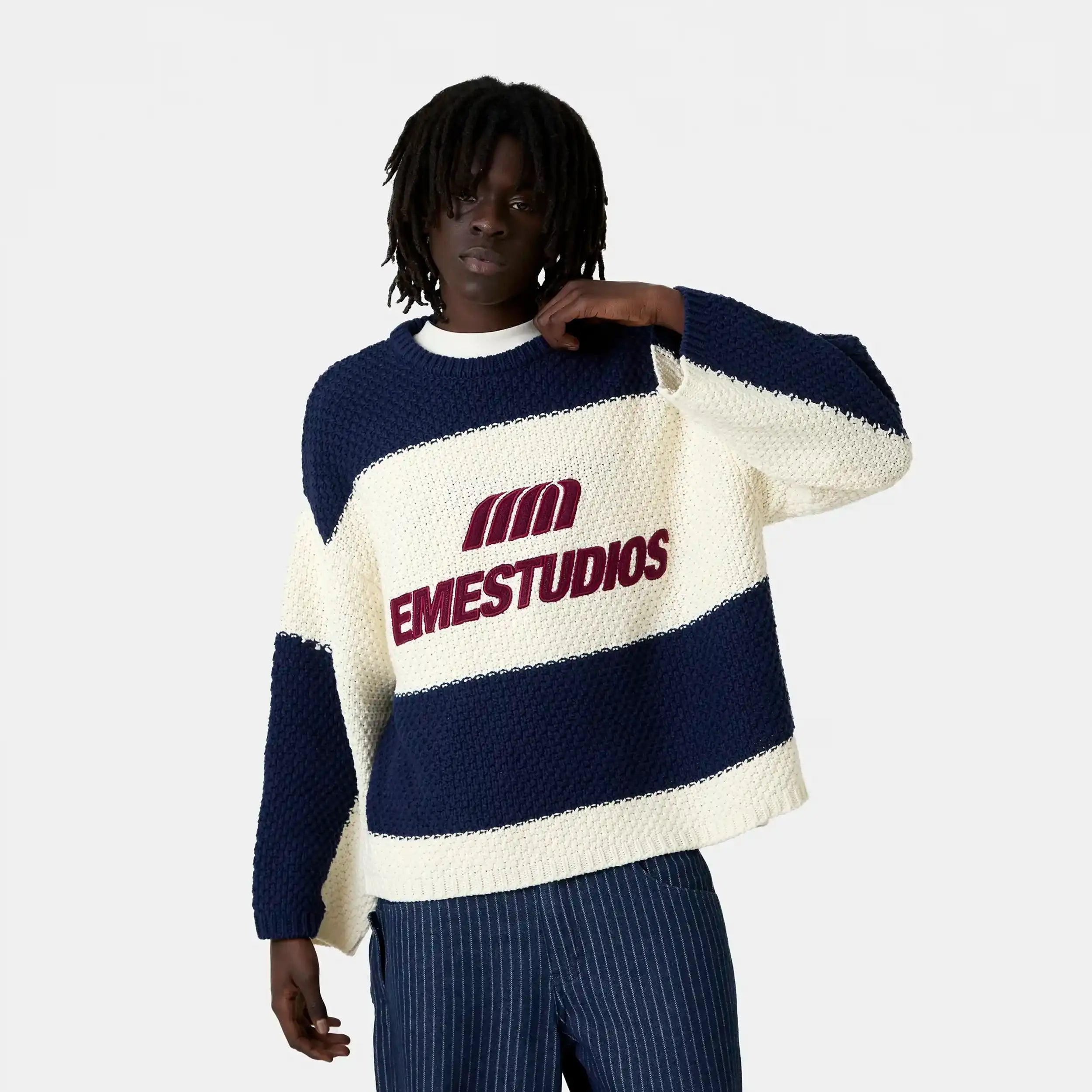 Layr Navy Knit Sweater Knitwear Eme Studios