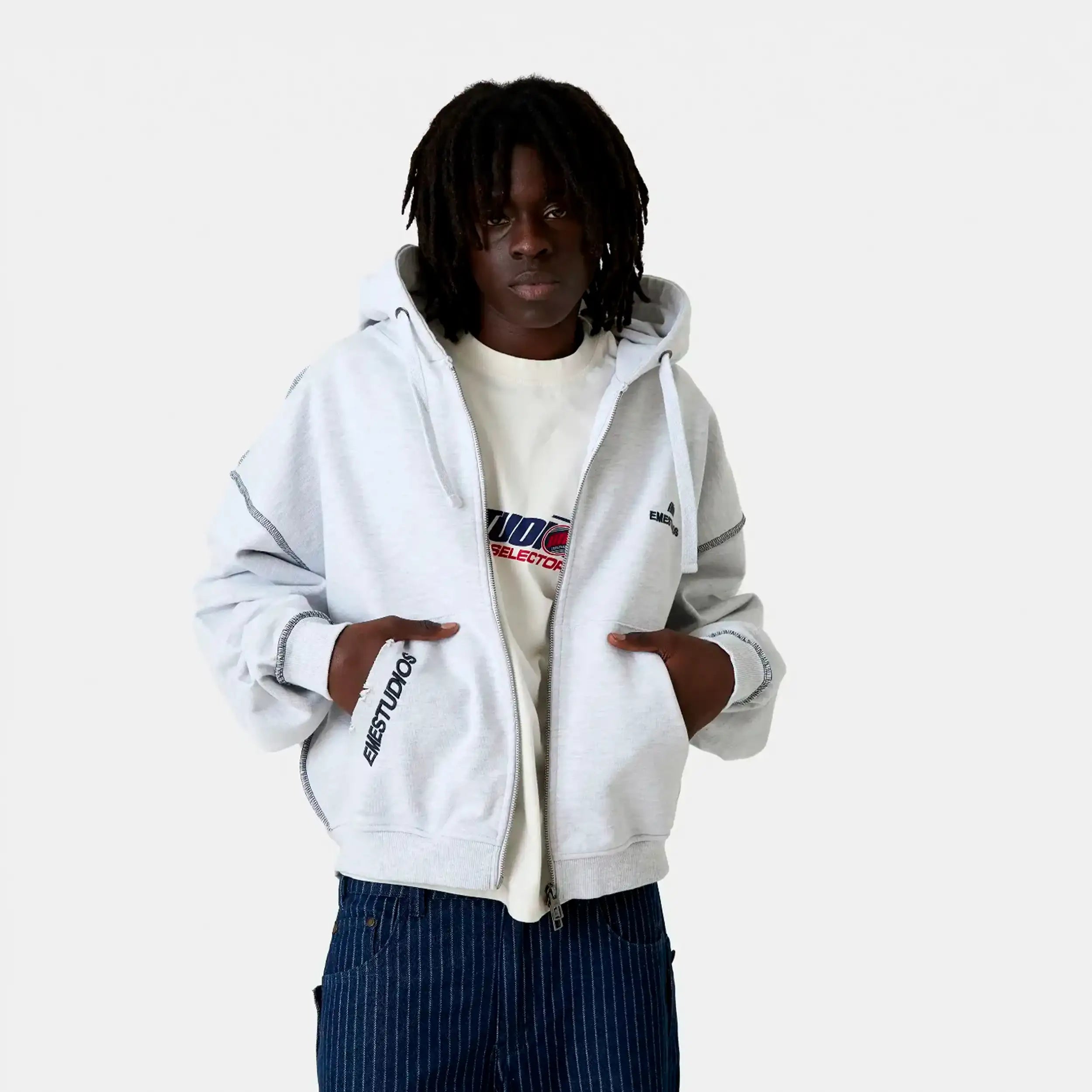 Edge Heather Grey Full Zip Hoodies Eme Studios