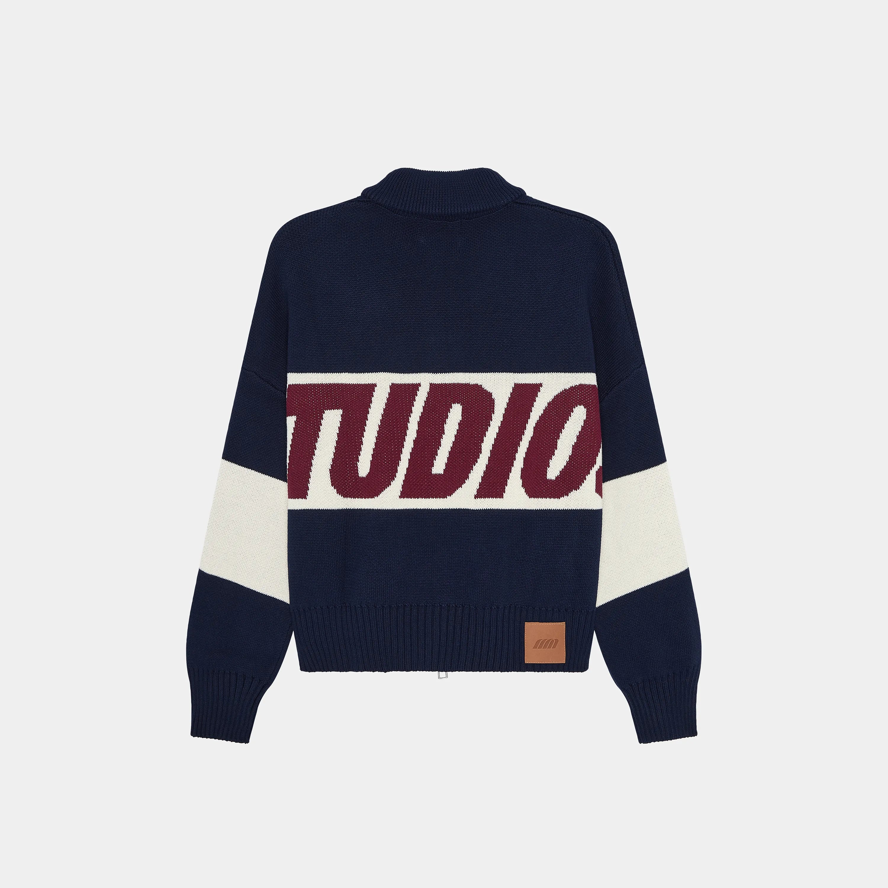 Thrill Navy Zipper Knit Knitwear eme
