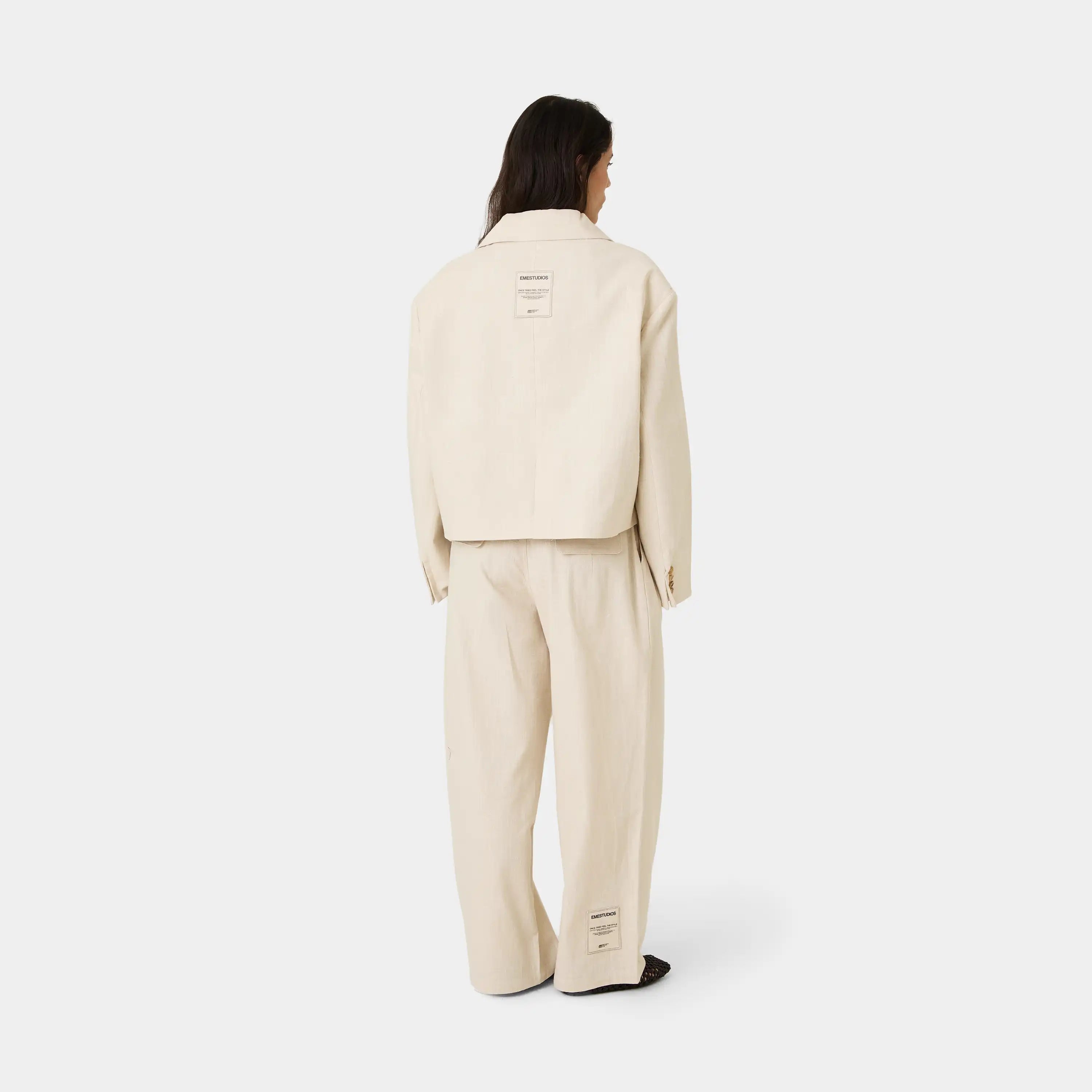 Tide Off Sand Linen Blazer Outerwear Eme Studios