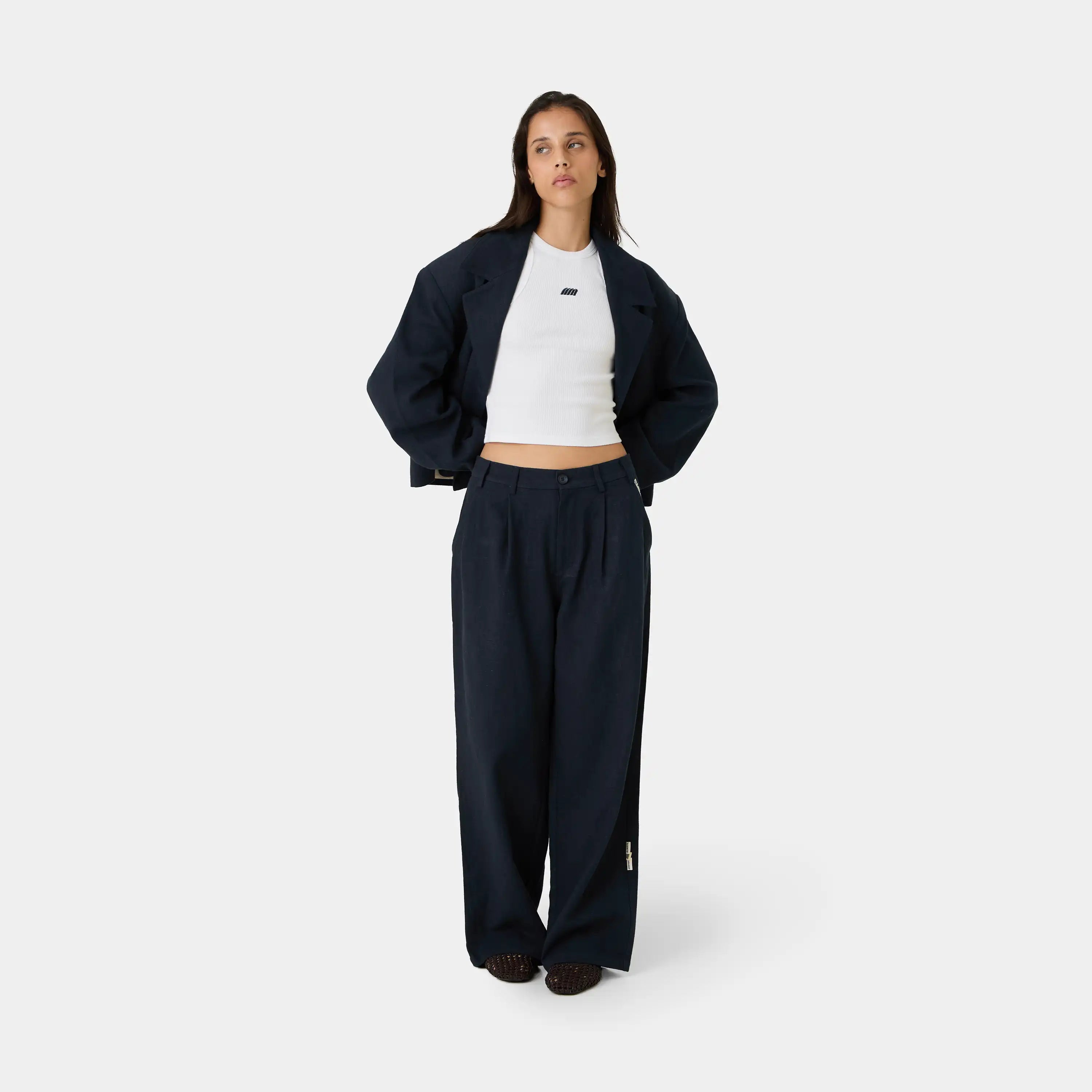 Tide Navy Tailored Pants Pants Eme Studios